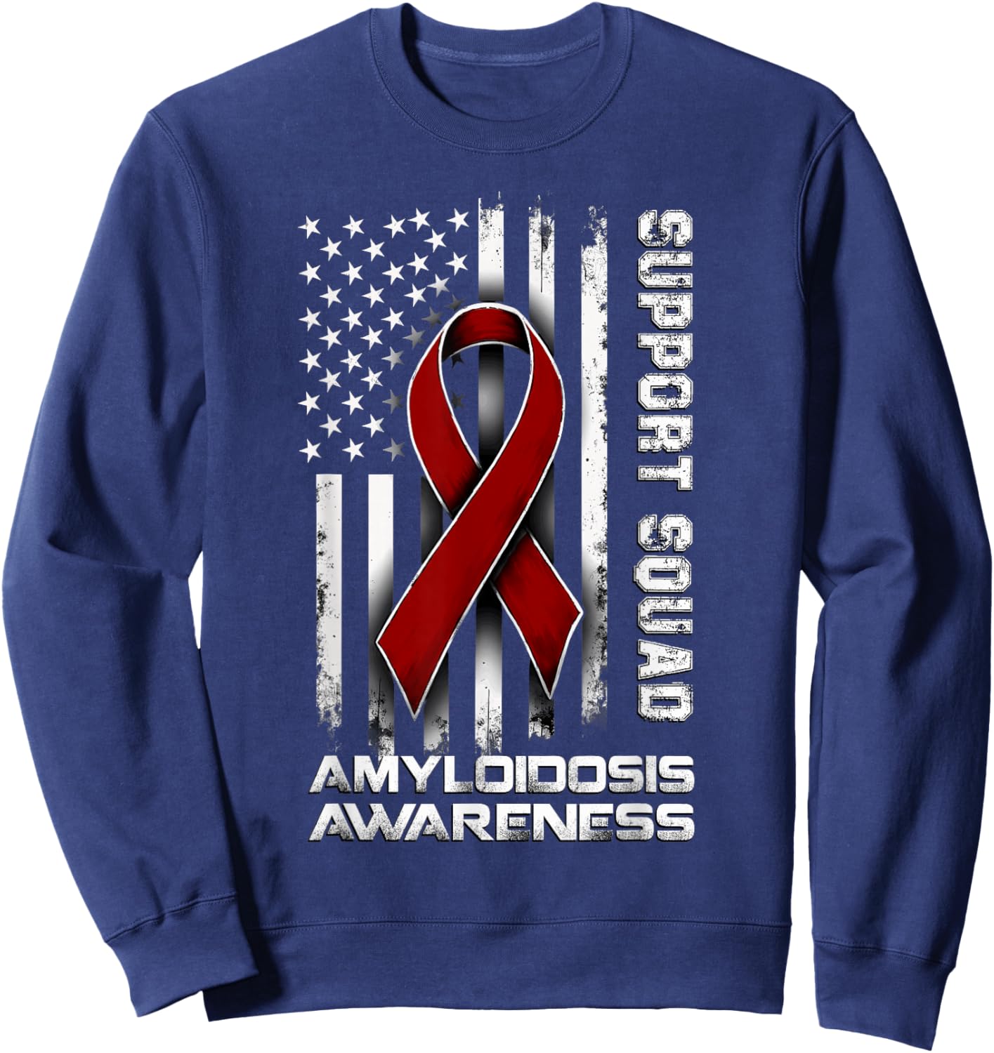 Retro Support Squad Amyloidosis Awareness Sweatshirt - Sweatshirt | Navy
