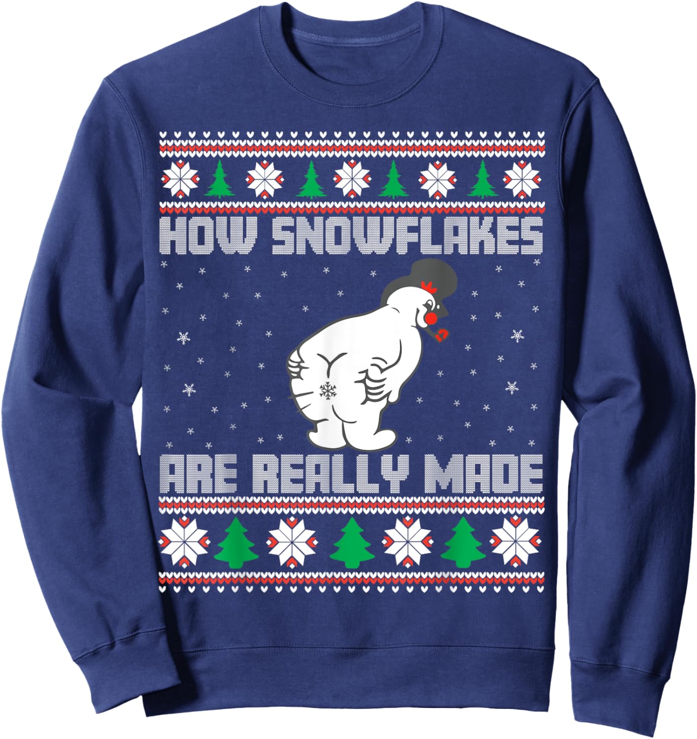 How The Snowflakes Are Really Made Ugly Christmas Pajamas Sweatshirt - Sweatshirt | Navy