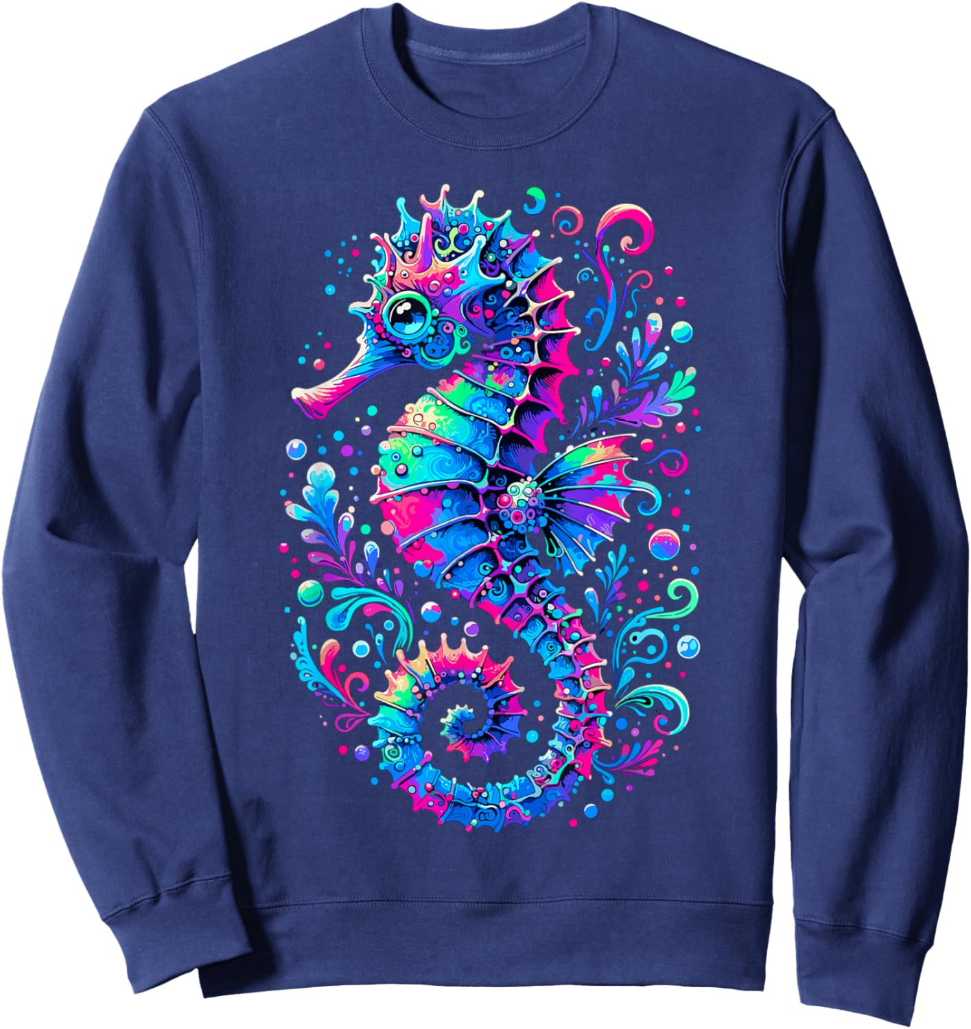 Seahorse Ocean Animal Colorful Underwater Seahorse Sweatshirt - Sweatshirt | Navy