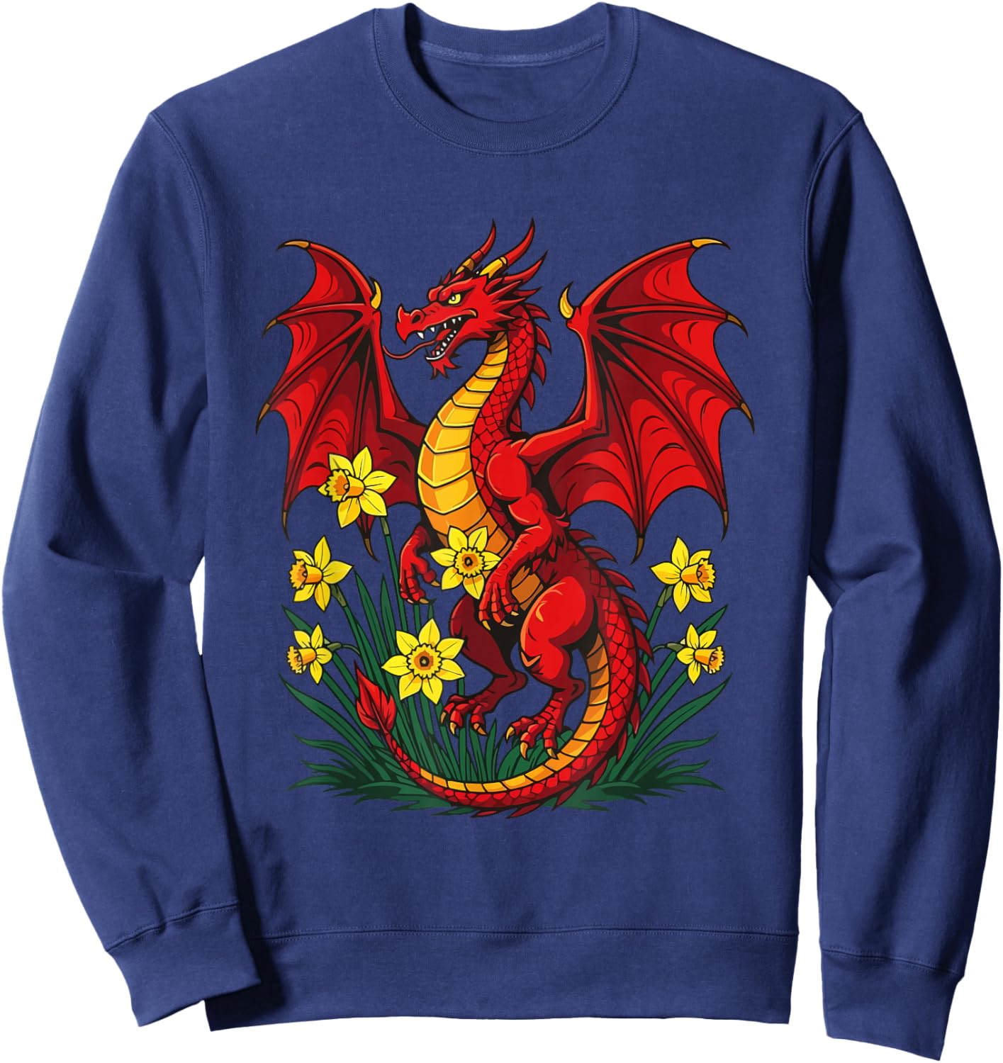 Red Dragon Stood Parmi Les Jonquilles Sweatshirt - Sweatshirt | Navy