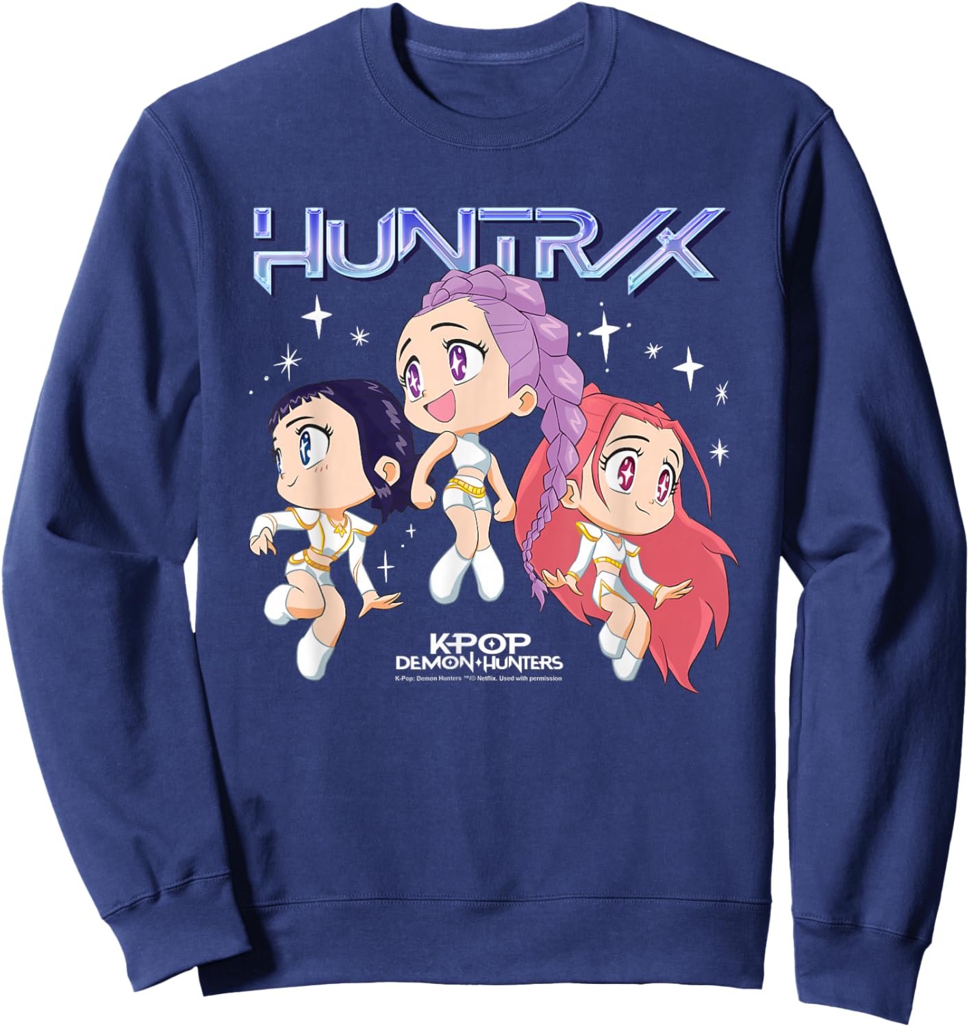 KPop Demon Hunters Huntrix Chibi Group Officially Licensed Sweatshirt - Sweatshirt | Navy
