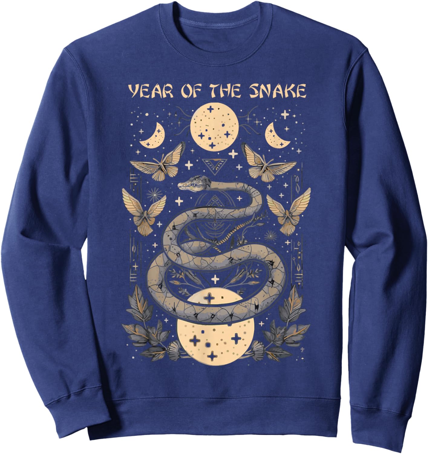 Celebrate Chinese New Year of the Snake 2025 Moon Butterfly Sweatshirt - Sweatshirt | Navy