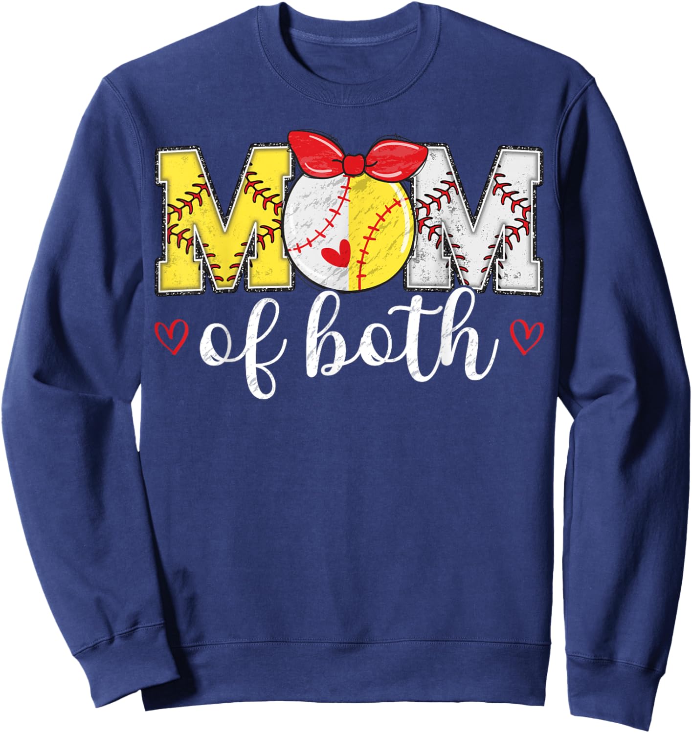 Mom Of Both Funny Baseball Softball Mother's Day Sweatshirt - Sweatshirt | Navy