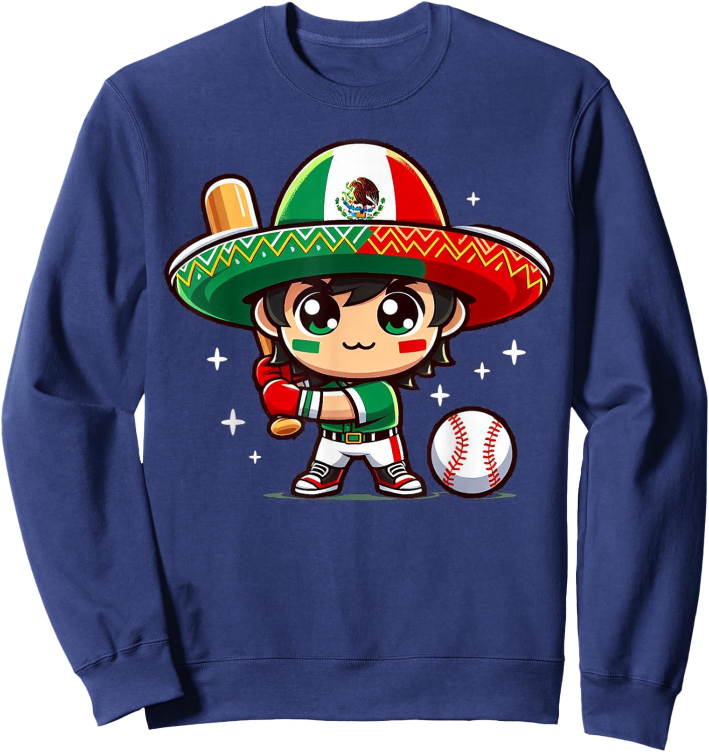 Mexican Baseball Kid - Mexico Child Hitter Batter Pitcher Sweatshirt - Sweatshirt | Navy