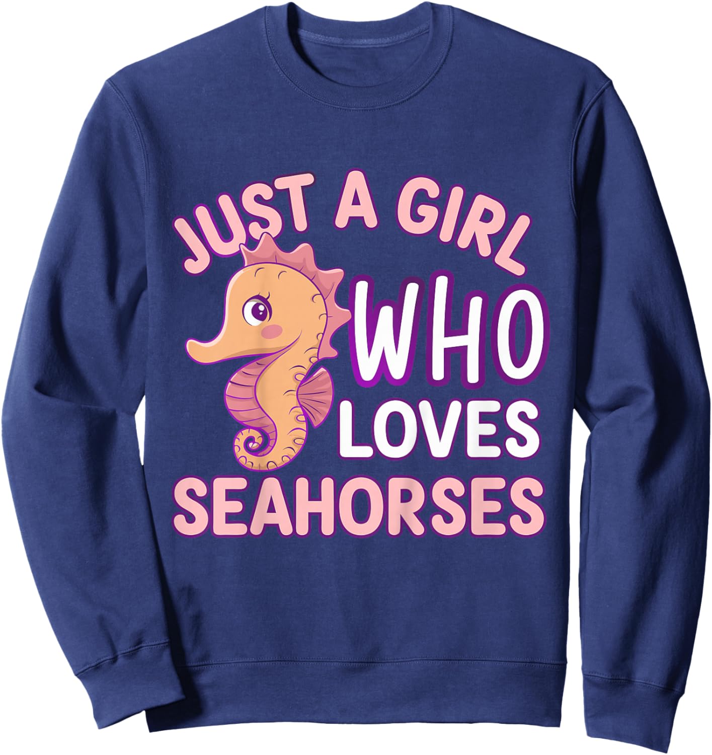 Kids Girl Seahorse Kids Sweatshirt - Sweatshirt | Navy
