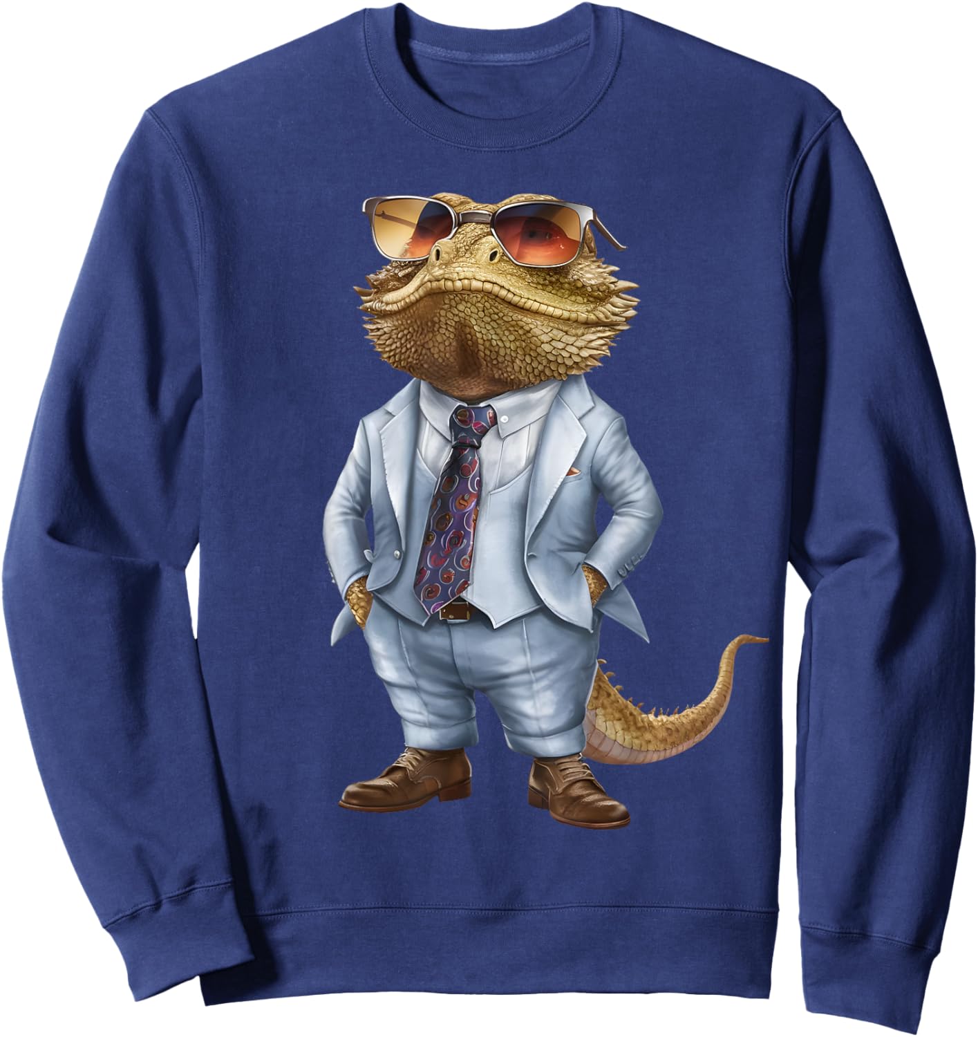 Men Woman Bearded Dragon In Suit Bearded Dragon Sweatshirt - Sweatshirt | Navy