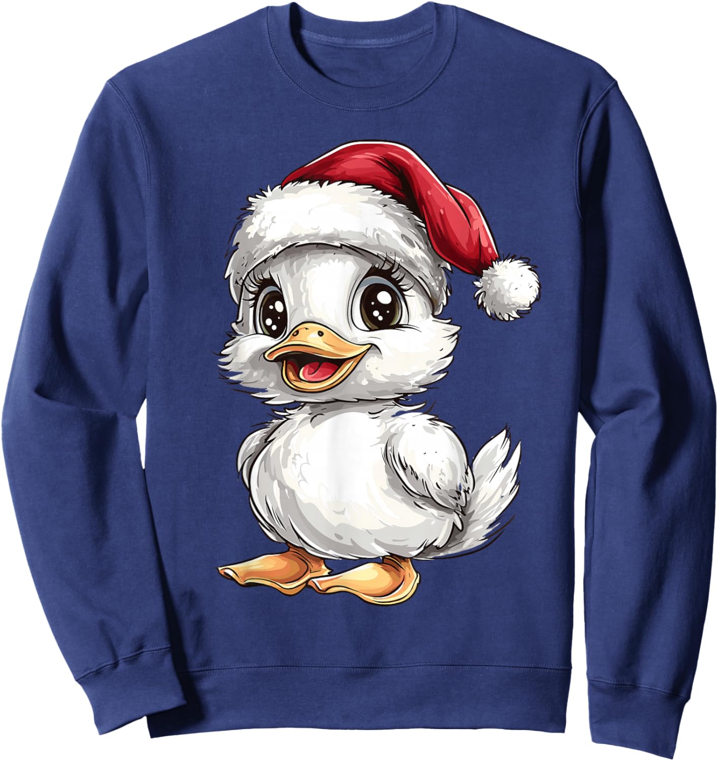 Duck Santa Hat Funny Girls Kids Duck Lovers Christmas Pajama Sweatshirt - Sweatshirt | Navy