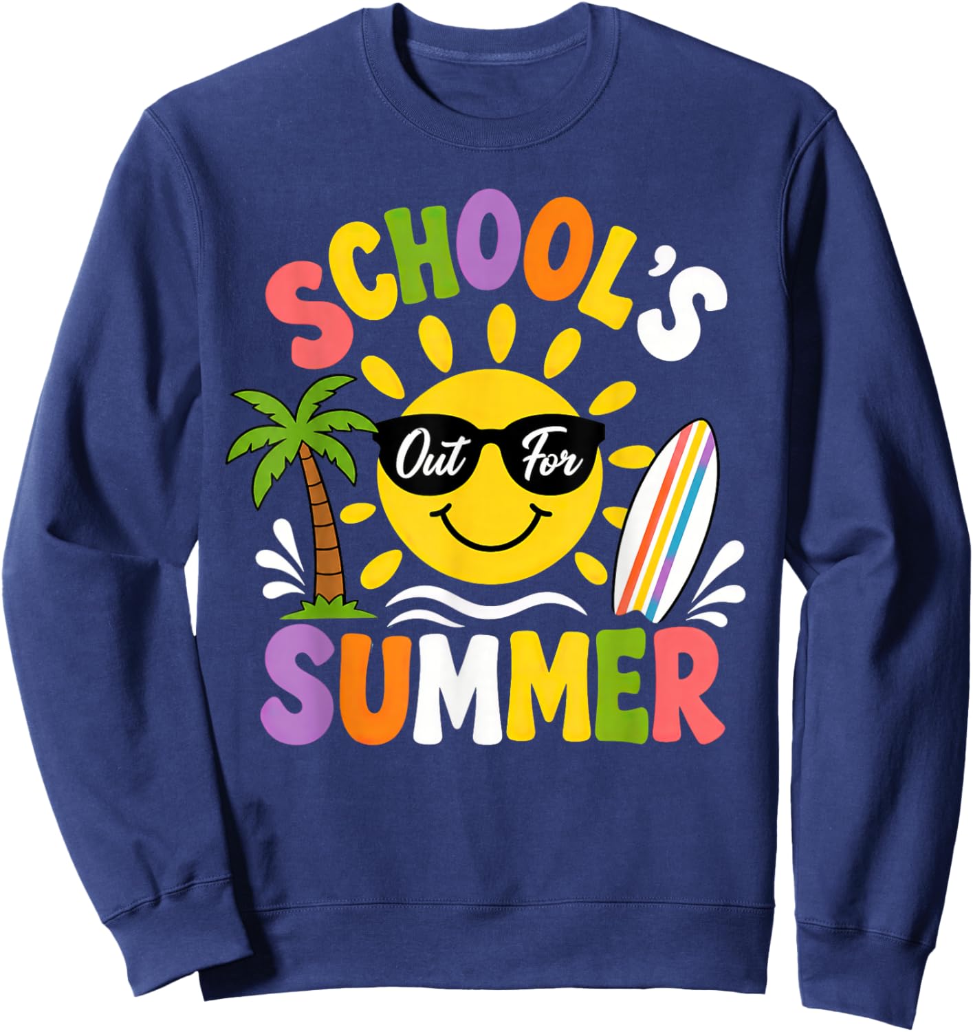 Last Day of School Graduation Groovy Schools Out for Summer Sweatshirt - Sweatshirt | Navy