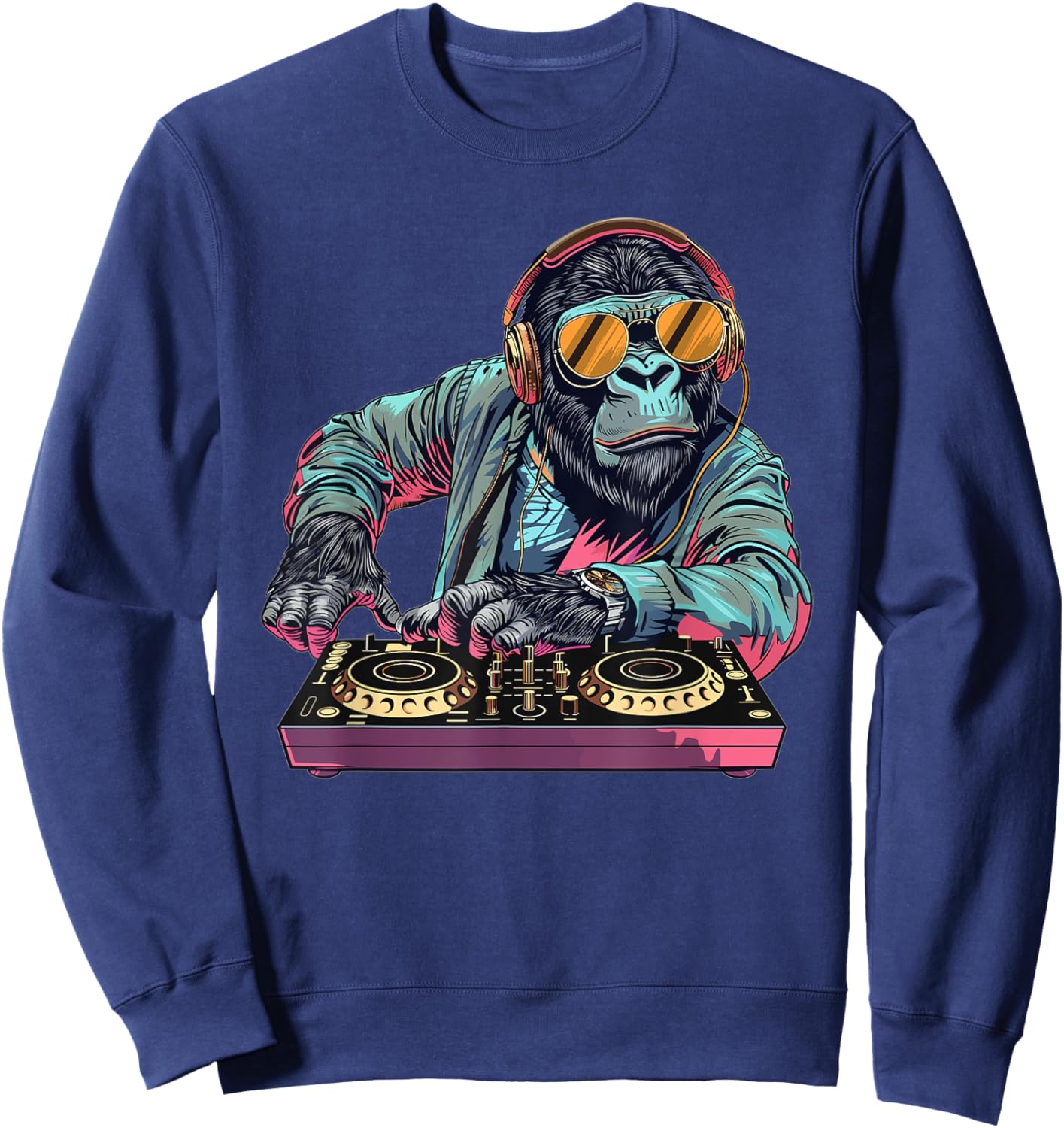Cartoon Gorilla DJ Sweatshirt - Sweatshirt | Navy