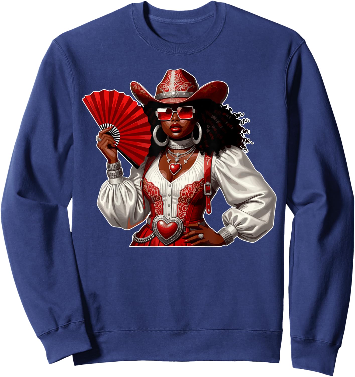 Black Cowgirl Black History Month Afro American Women Girls Sweatshirt - Sweatshirt | Navy