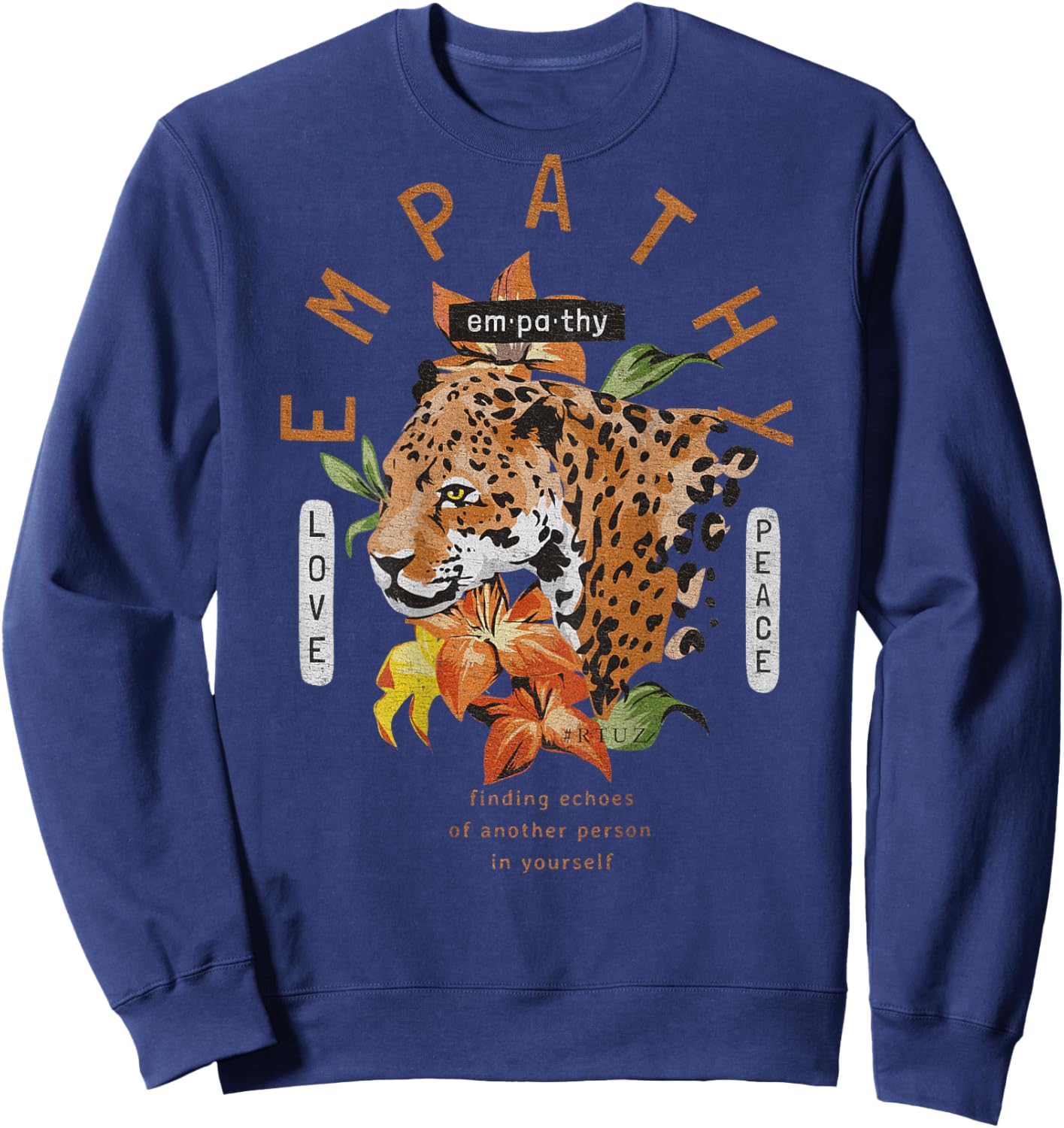 Hip Hop Vintage Retro Urban Y2K Back Print Streetwear Tiger Men Women Kids Sweatshirt - Sweatshirt | Navy