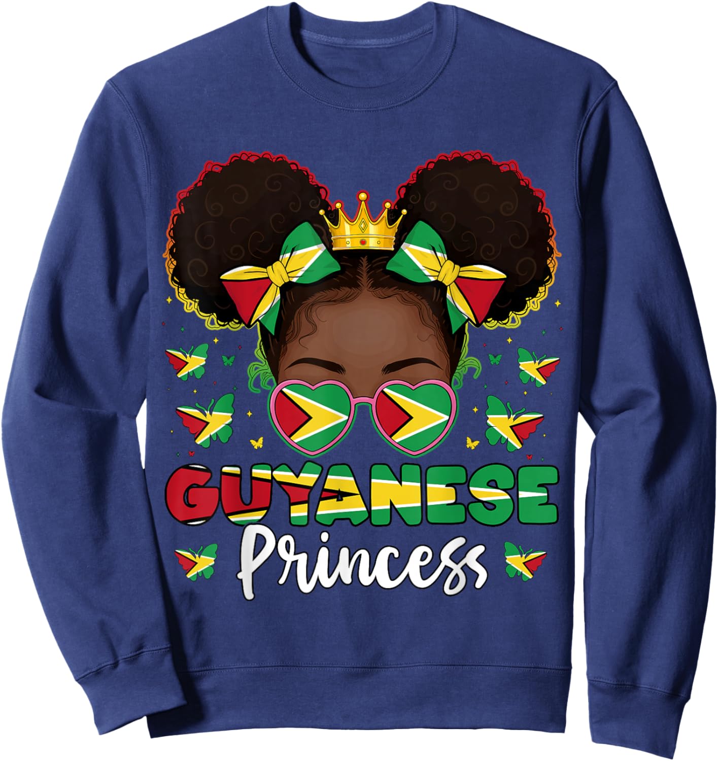 Guyanese Princess Guyana Flag Proud Guyanese Women Sweatshirt - Sweatshirt | Navy