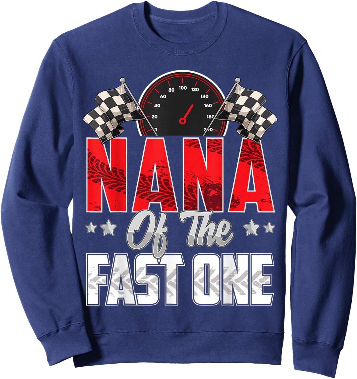 1 year old racing car fast one birthday 1st Family Nana Sweatshirt - Sweatshirt | Navy