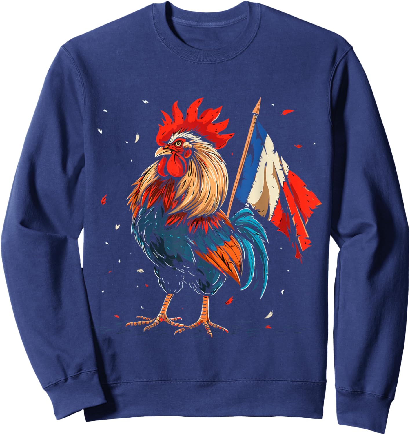 Proud Patriotic French Rooster France Flag Pride Sweatshirt - Sweatshirt | Navy