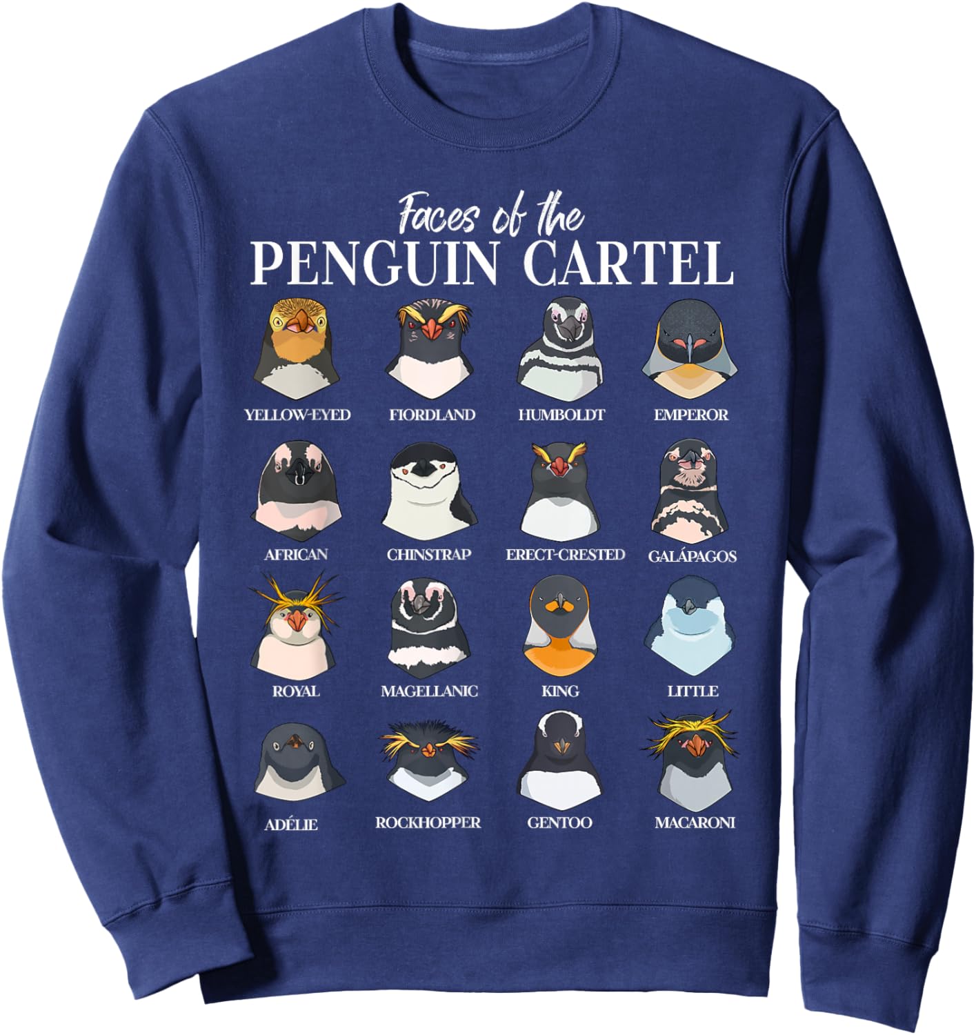 Penguin Cartel - types of penguins Sweatshirt - Sweatshirt | Navy