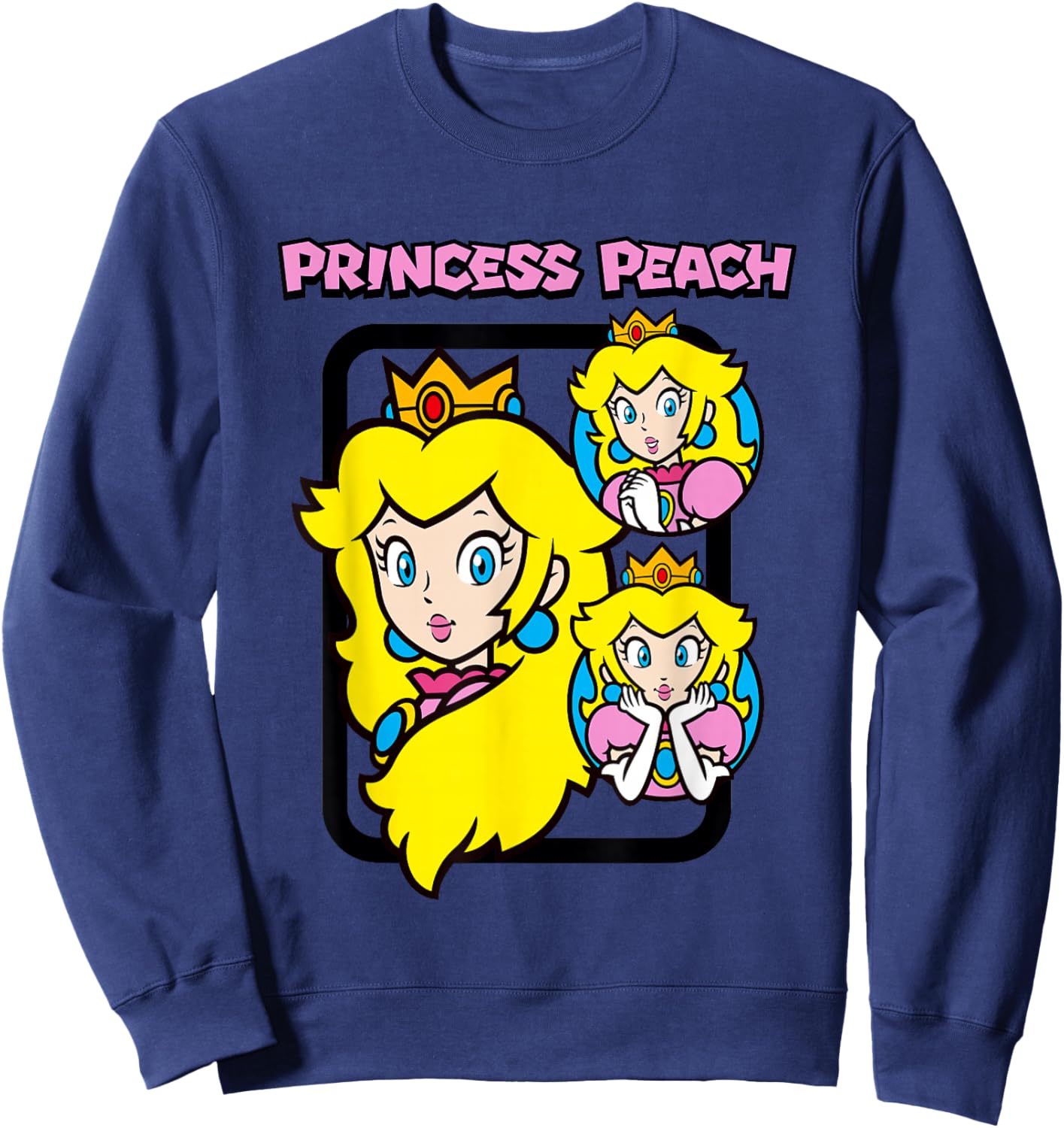 Super Mario Bros Princess Peach Power Up Vintage Sweatshirt - Sweatshirt | Navy