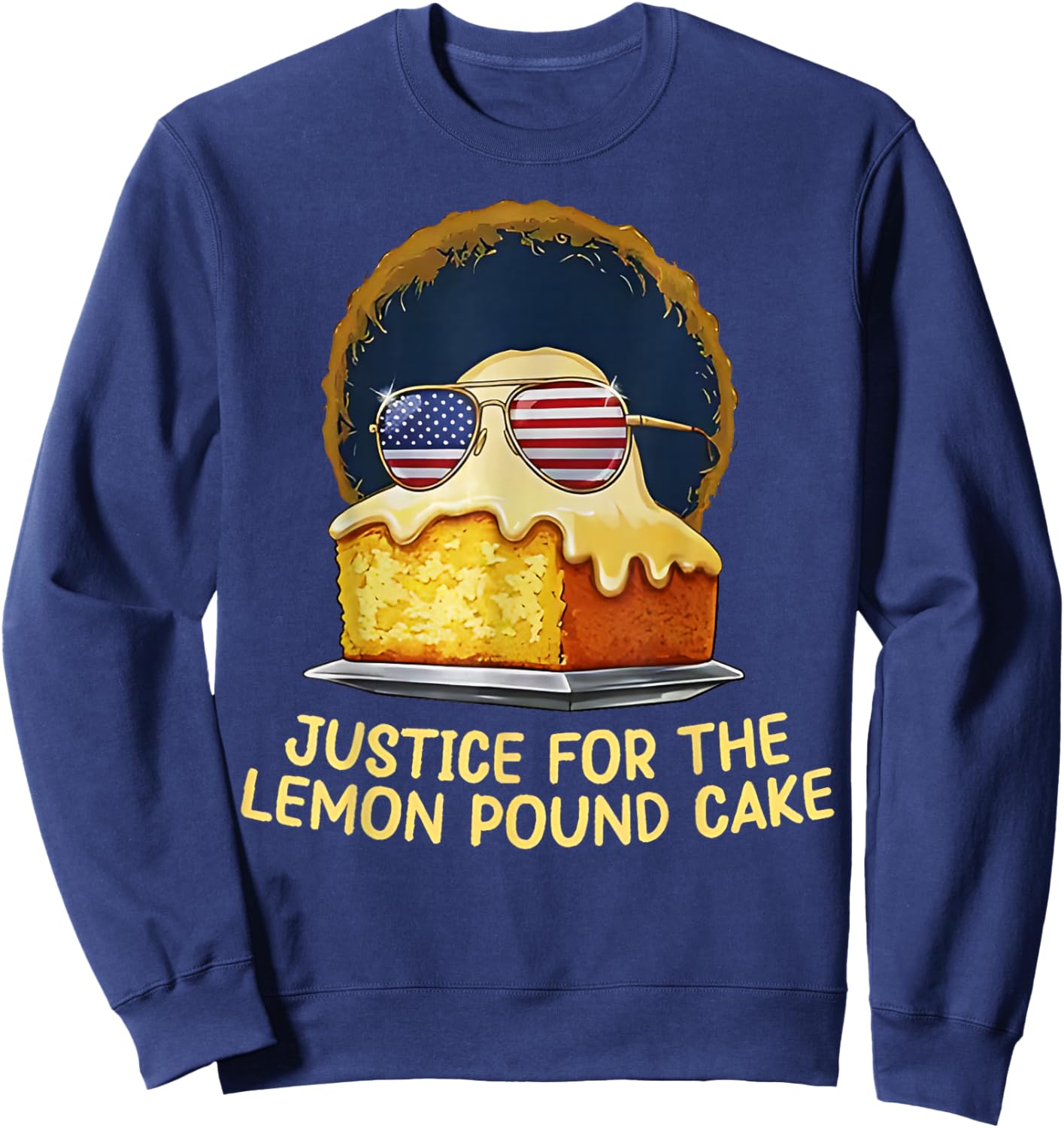 Justice for Lemon Pound Cake Funny Viral Meme Sweatshirt - Sweatshirt | Navy