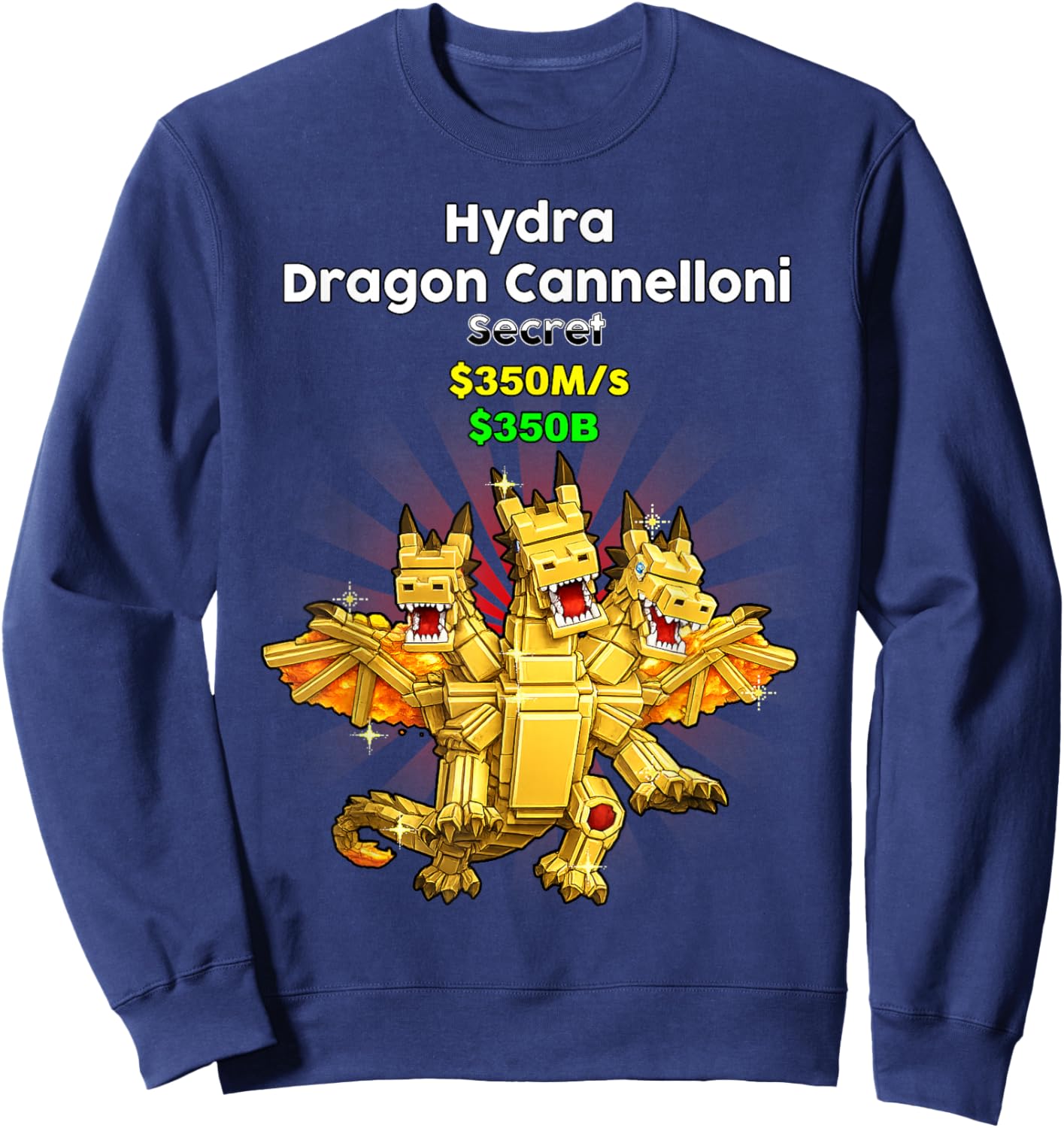 Secret Hydra Dragon Cannelloni Brainrot for Boys Kids Teens Sweatshirt - Sweatshirt | Navy