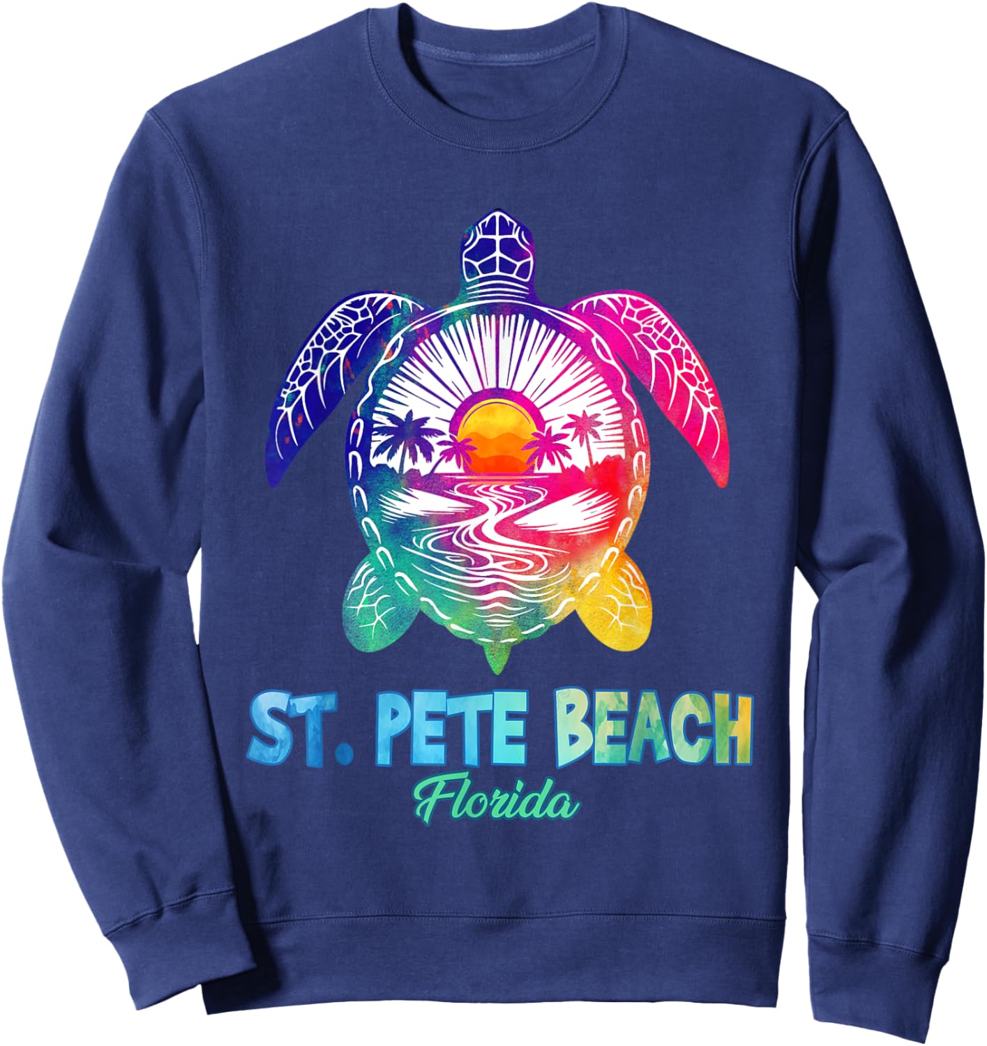 St. Pete Beach Tie Dye Sea Turtle Florida Vacation Sweatshirt - Sweatshirt | Navy