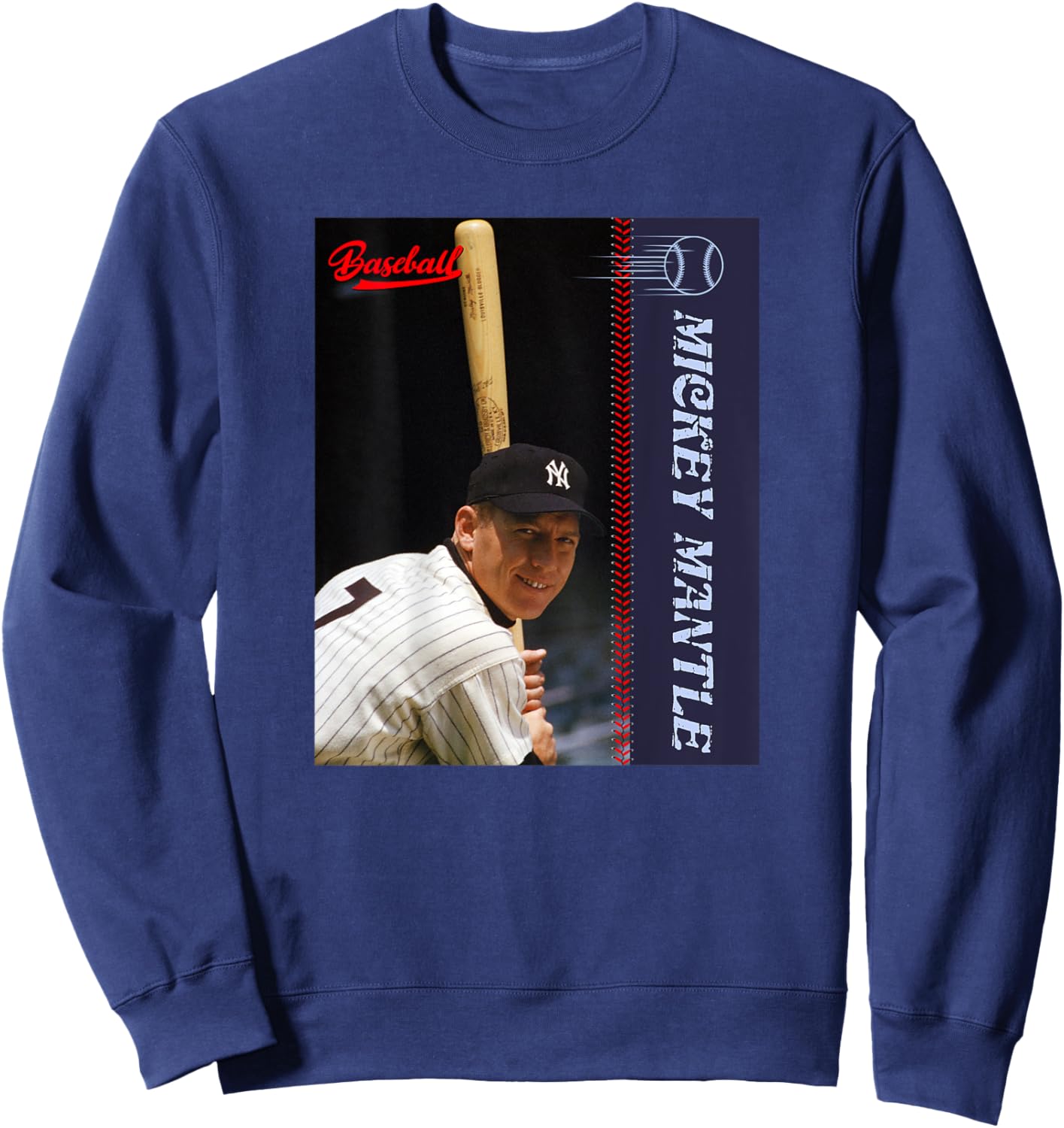 Mickey Mantle_Baseball_001_Back Printed Sweatshirt - Sweatshirt | Navy