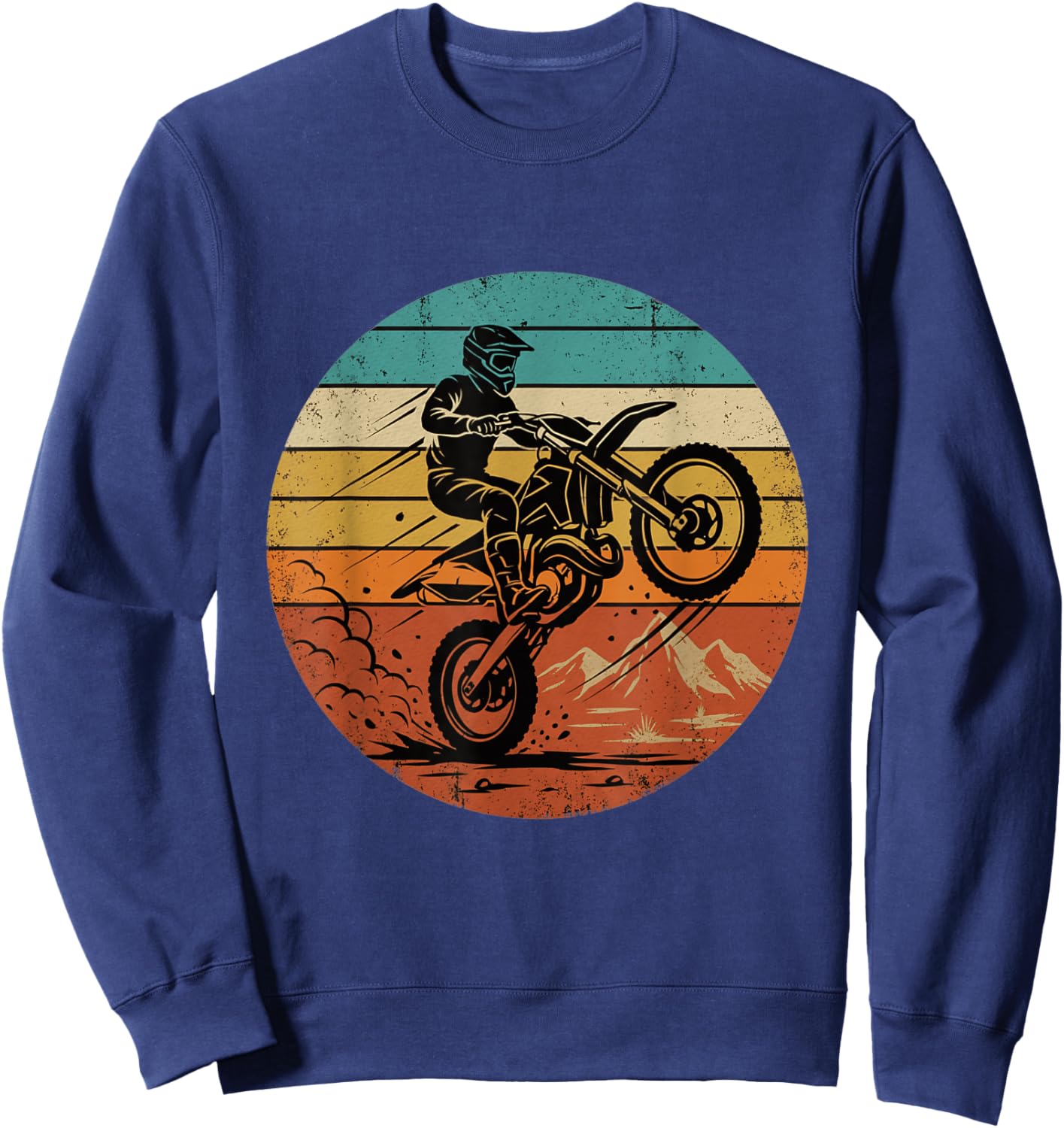 Vintage Motocross Retro Dirt Bike Rider Racing Bike Sweatshirt - Sweatshirt | Navy