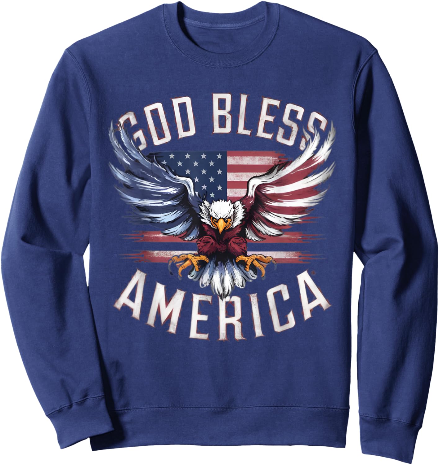 God Bless America eagle usa flag 4th of July Sweatshirt - Sweatshirt | Navy