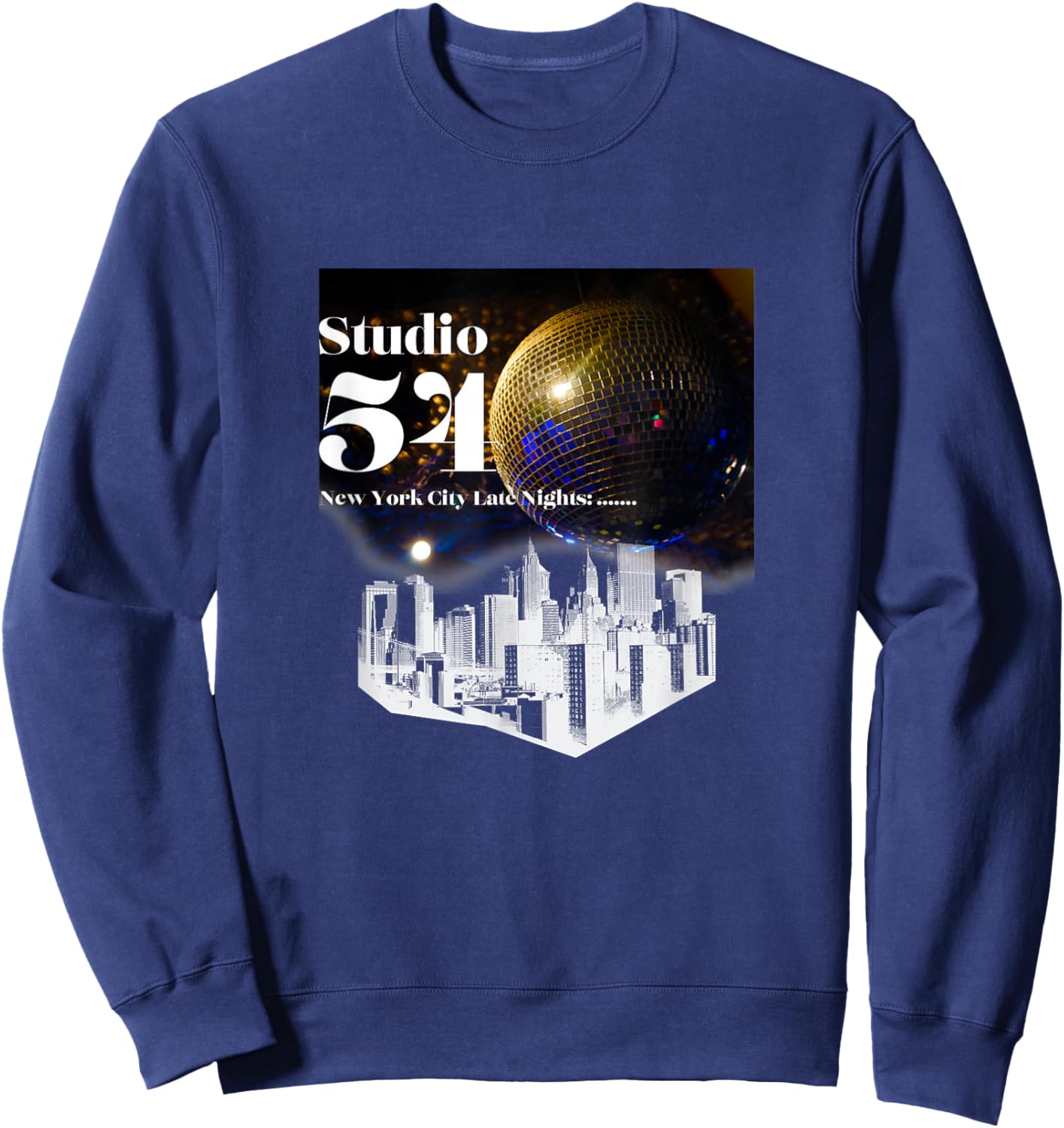 Disco Freaks Store Studio 54 Disco - -Adults, Kids - Black - Small - Short Sleeve Sweatshirt - Sweatshirt | Navy