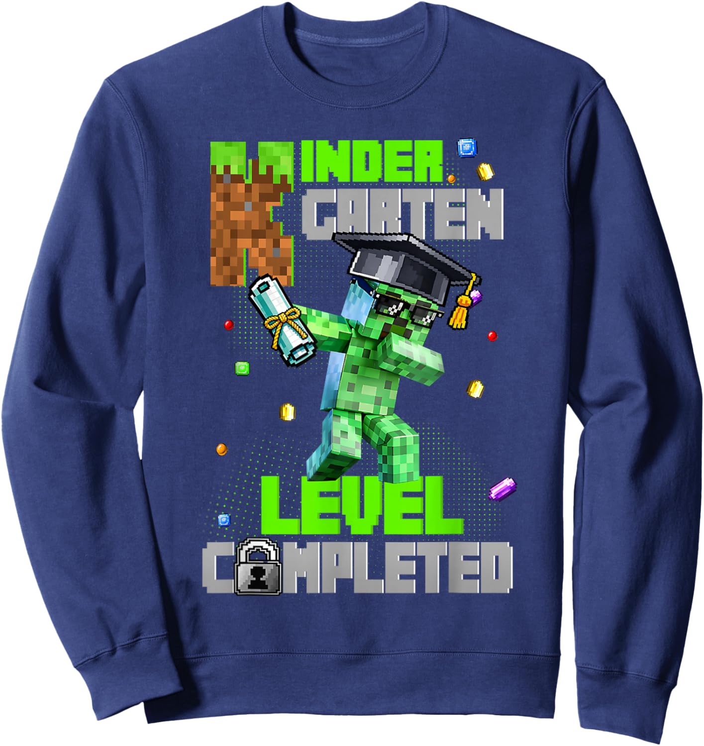 Kindergarten Level Completed Last Day of School Dabbing Game Sweatshirt - Sweatshirt | Navy