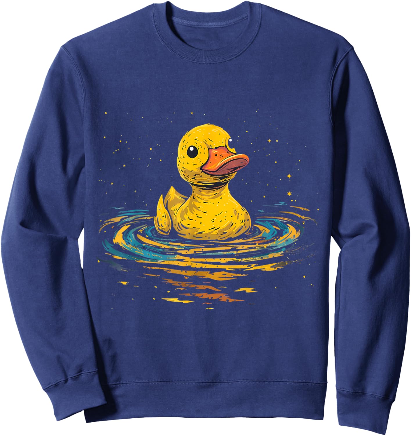 Rubber Duck Swimming Drawing Rubber Duckie Rubber Duckling Sweatshirt - Sweatshirt | Navy