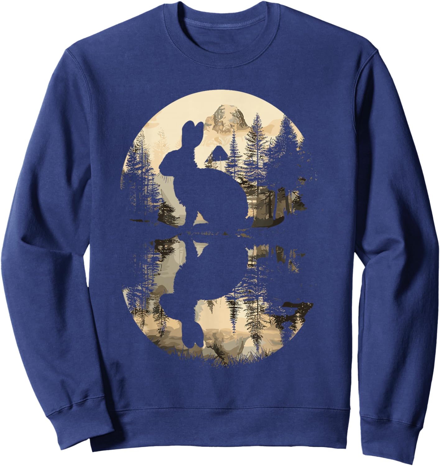 Rabbit Reflection Cute Bunny Nature Wildlife Sweatshirt - Sweatshirt | Navy