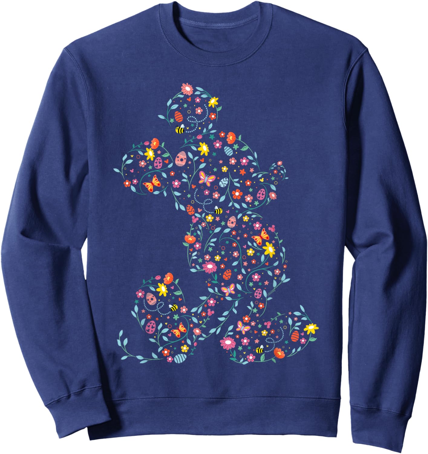 Disney Mickey Mouse Spring Flower Easter Egg Silhouette Pose Sweatshirt - Sweatshirt | Navy