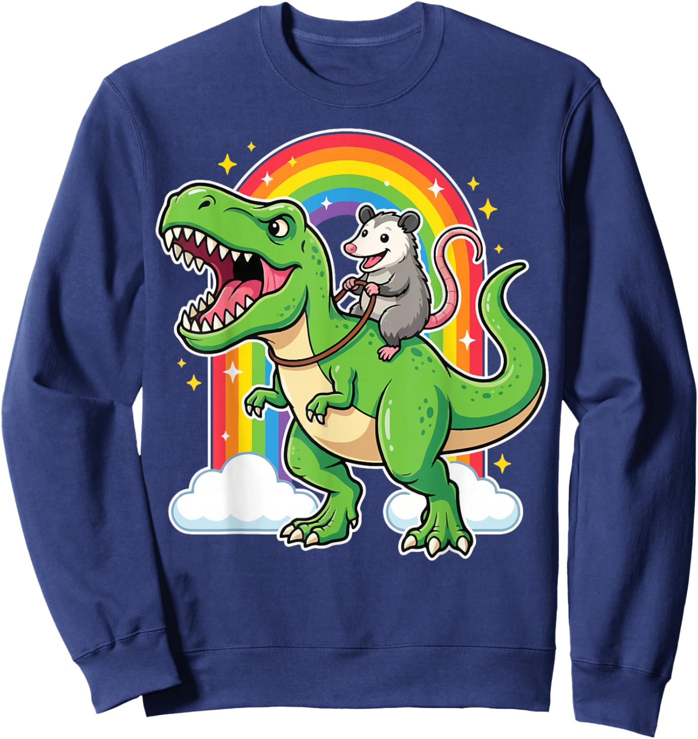 Opossum Riding T-Rex Sweatshirt - Sweatshirt | Navy