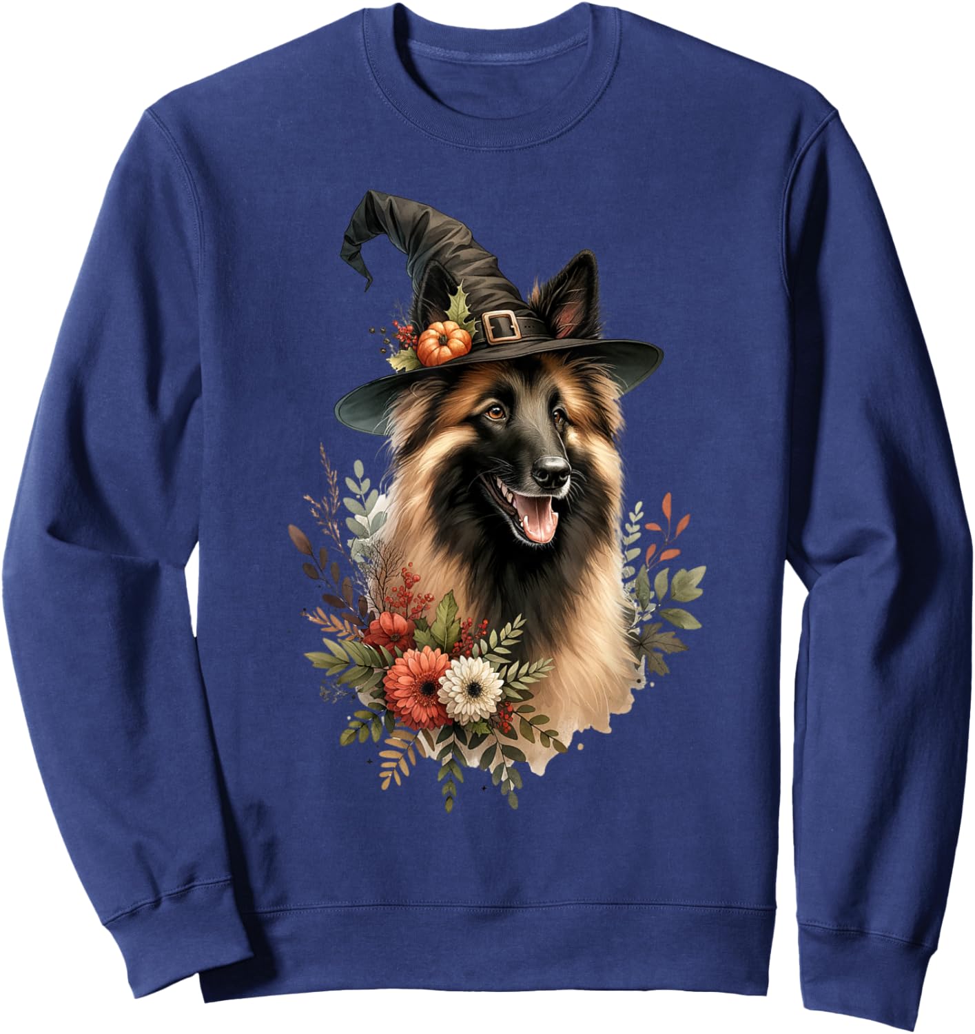 Belgian Tervuren Dog Halloween Watercolor Artwork Sweatshirt - Sweatshirt | Navy
