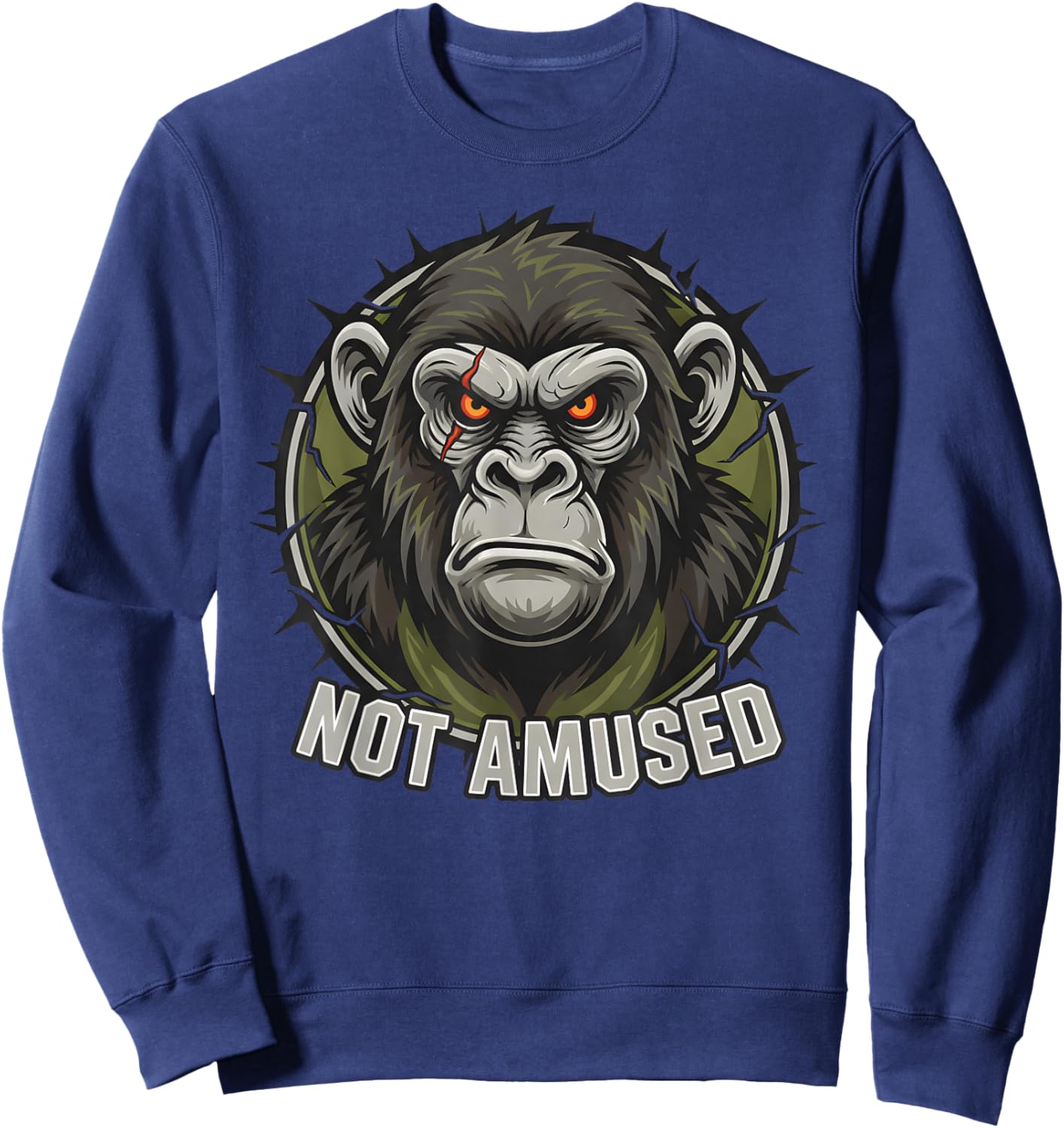Funny Grumpy Monkey Animal Design Gift Women Kids Sweatshirt - Sweatshirt | Navy