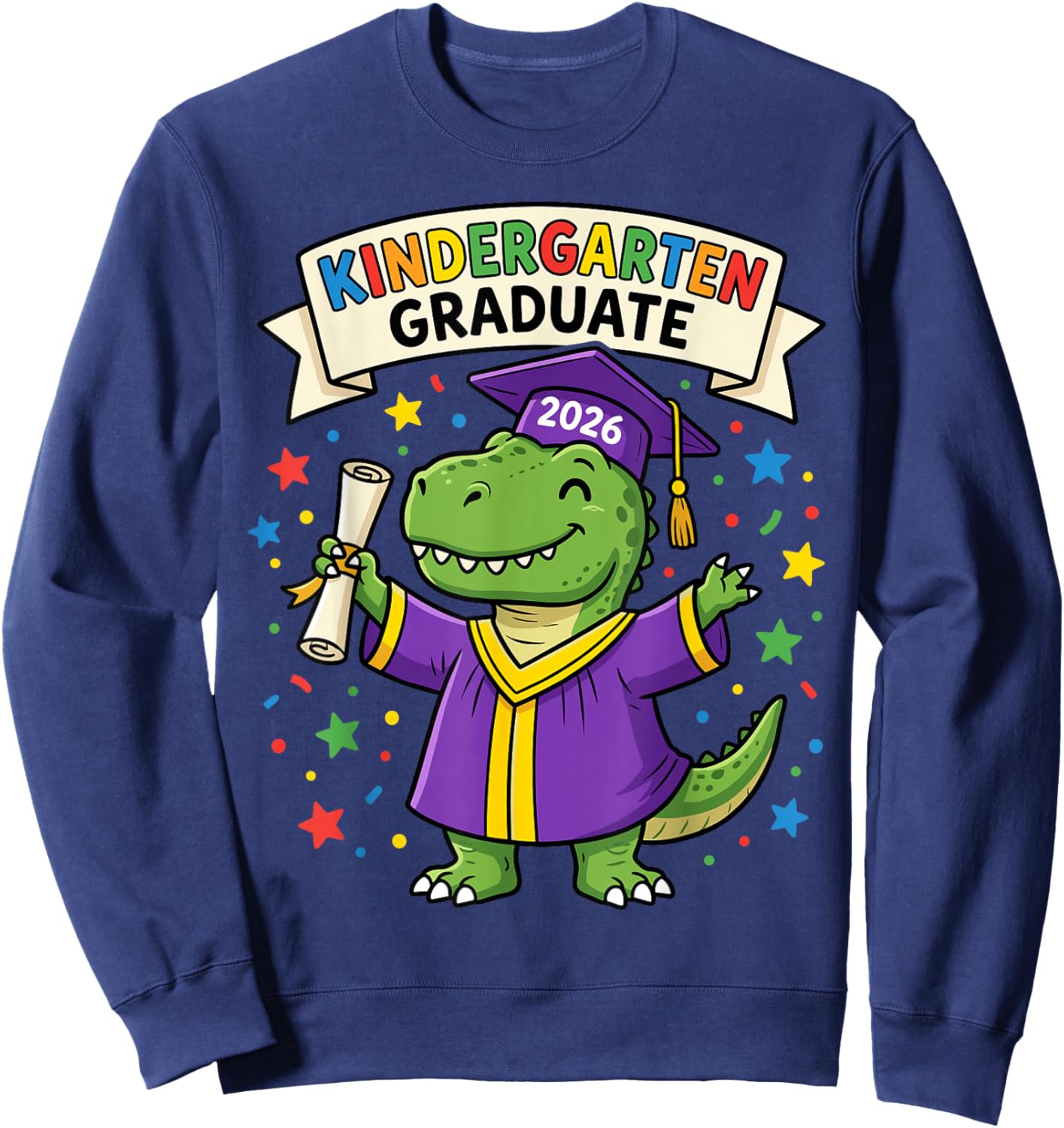 Kindergarten Graduate 2026 School Graduation Dinosaur Kids Sweatshirt - Sweatshirt | Navy