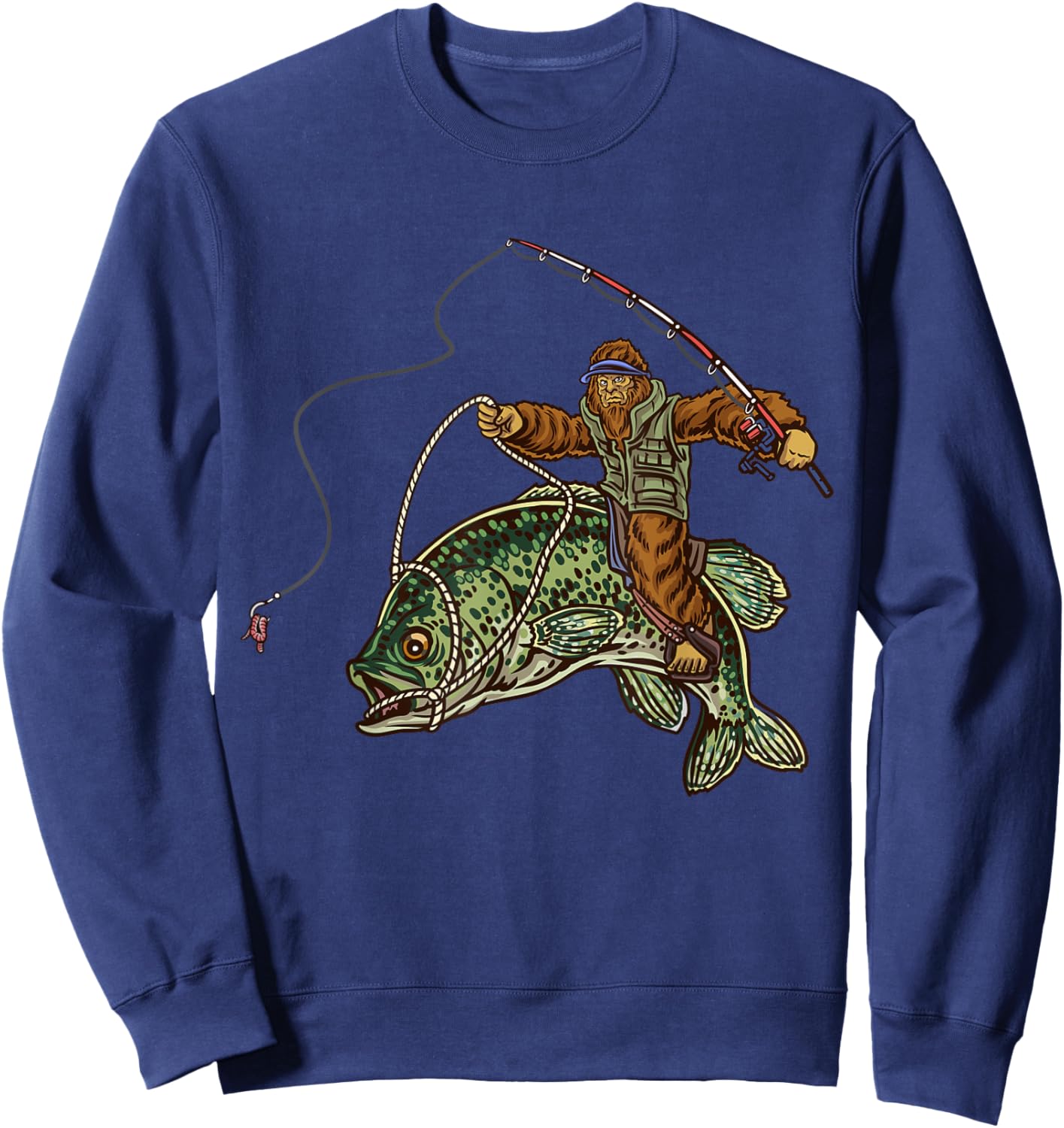 Crappie Fishing Bigfoot Panfishing Fishermen Sweatshirt - Sweatshirt | Navy