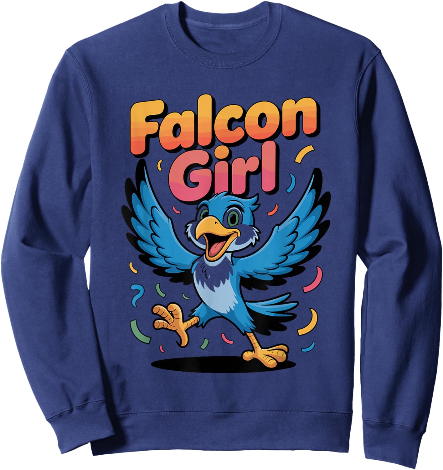 Falcon Girl Cute Cartoon Bird of Prey Birthday Nature Sweatshirt - Sweatshirt | Navy