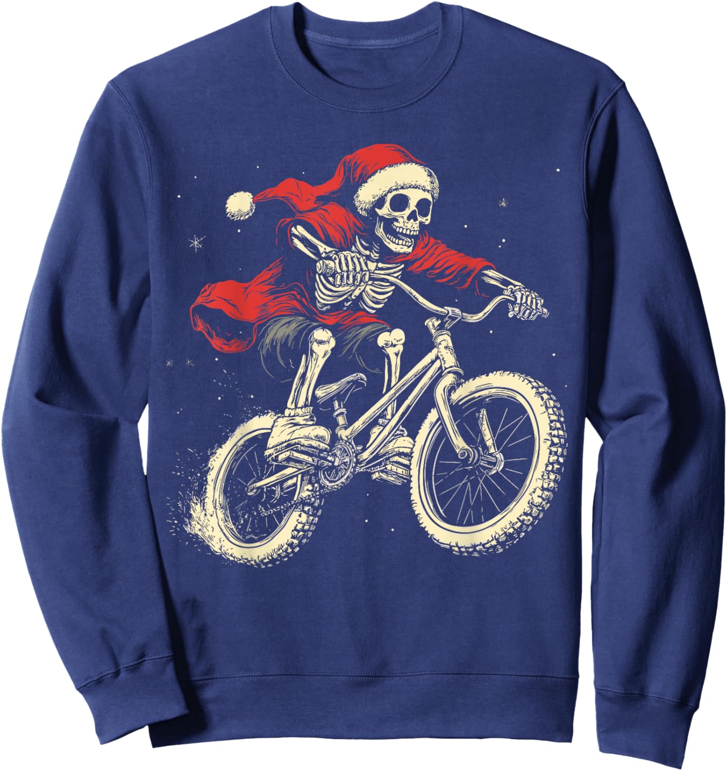 Santa Skeleton BMX Boys Kids Christmas Xmas Pajama Sweatshirt - Sweatshirt | Navy