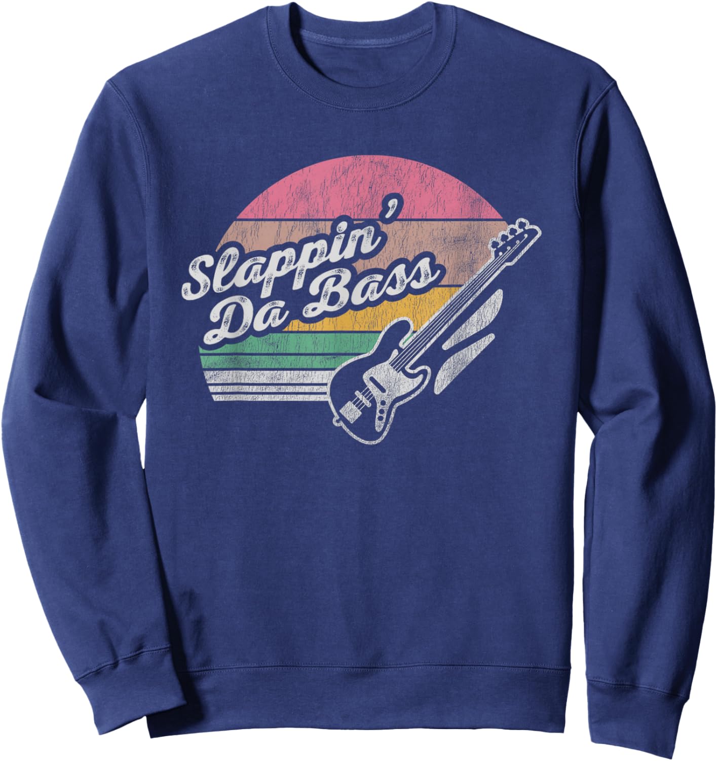 Slappin' Da Bass Vintage Bass Guitar Sweatshirt - Sweatshirt | Navy