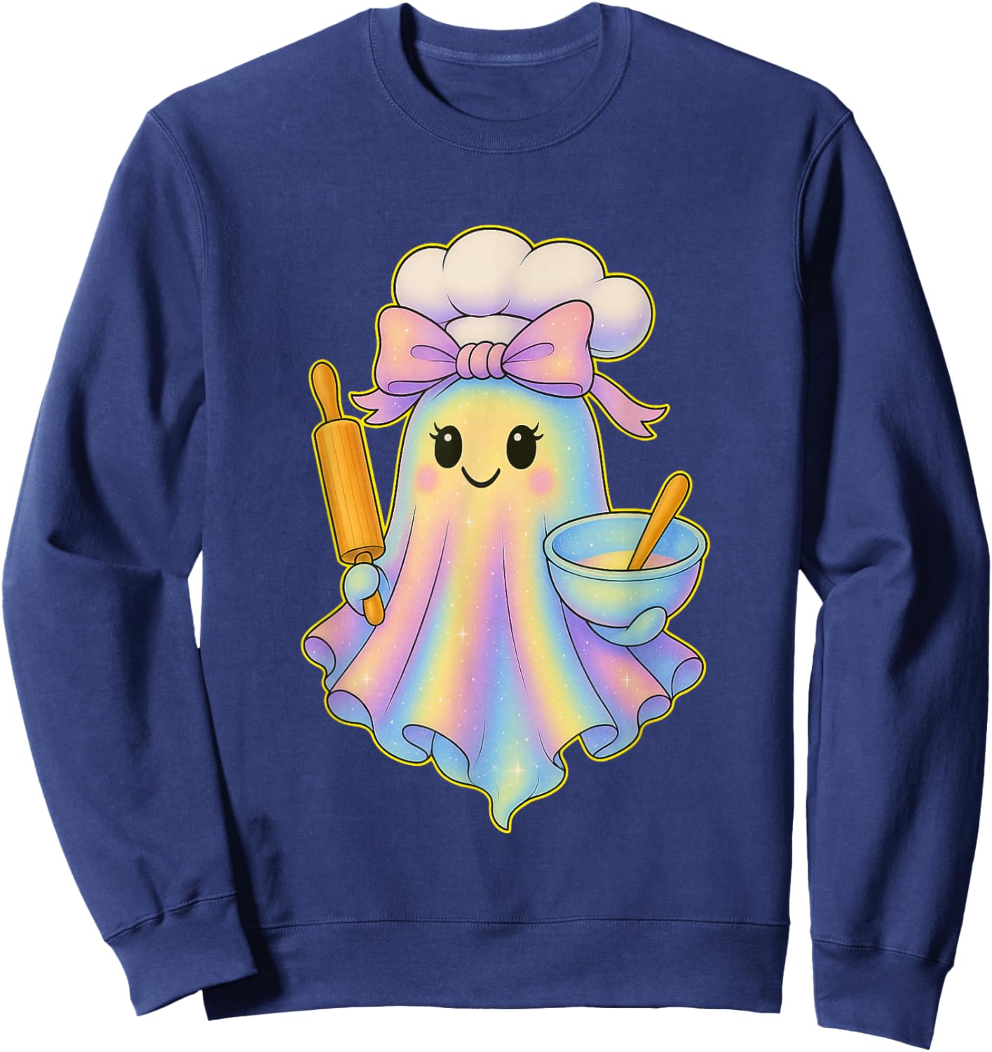 Chef Ghost Pastel Perfect Halloween Baking Bakers Ghost Sweatshirt - Sweatshirt | Navy