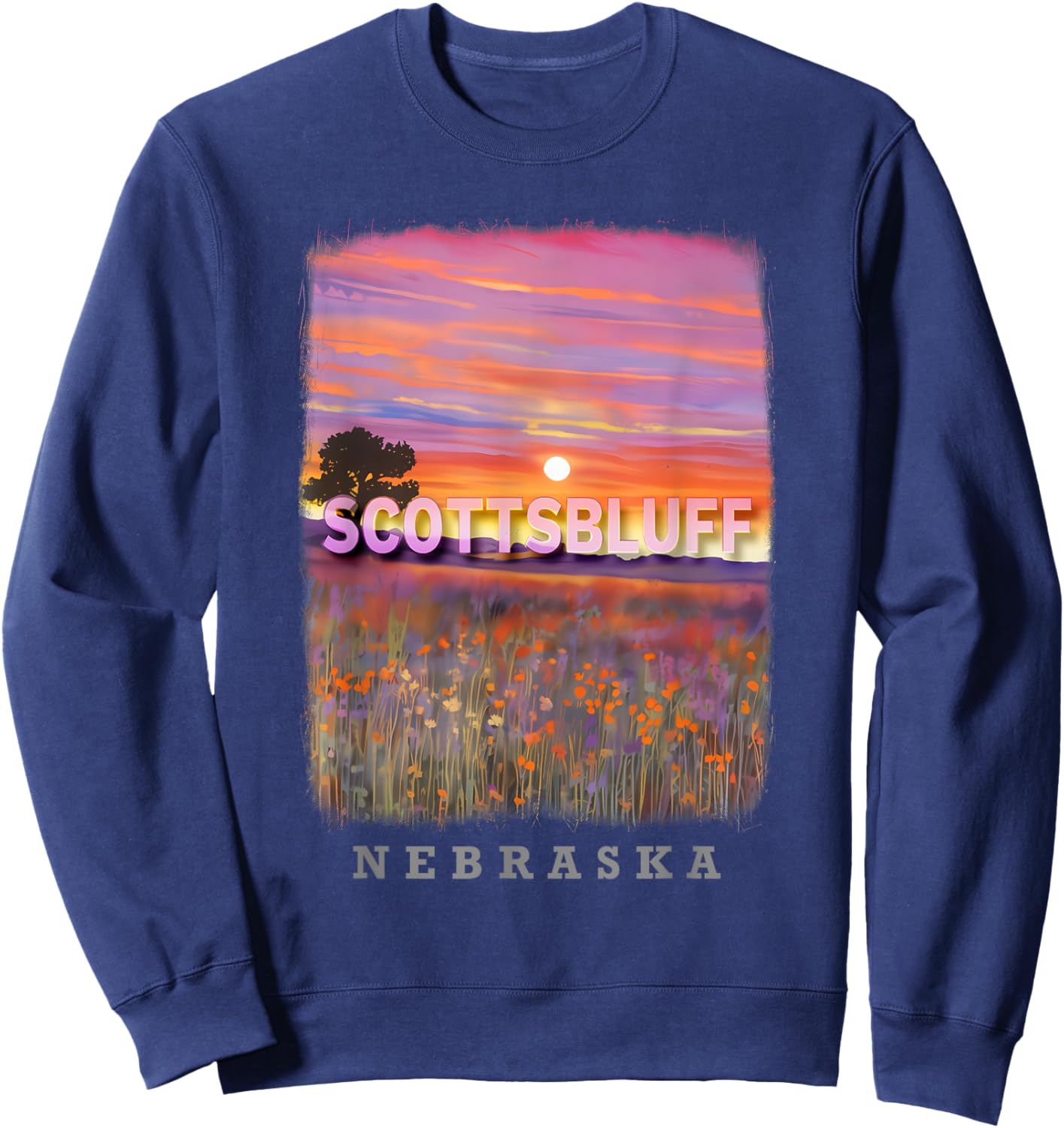 Scottsbluff Nebraska NE Prairie Skies SD226 Sweatshirt - Sweatshirt | Navy