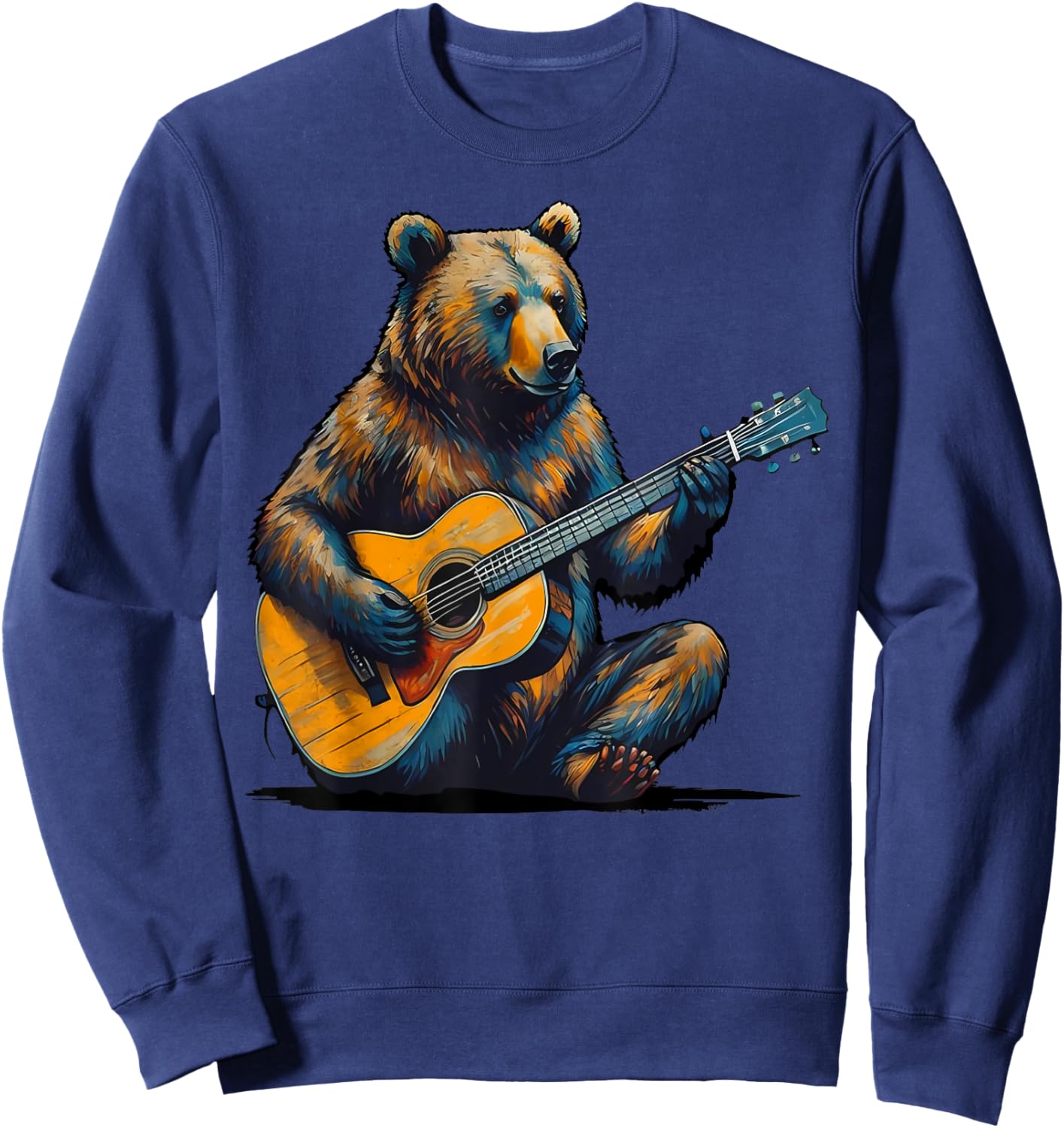 Bear Playing Guitar Abstract Funny Guitar Bear Music Sweatshirt - Sweatshirt | Navy