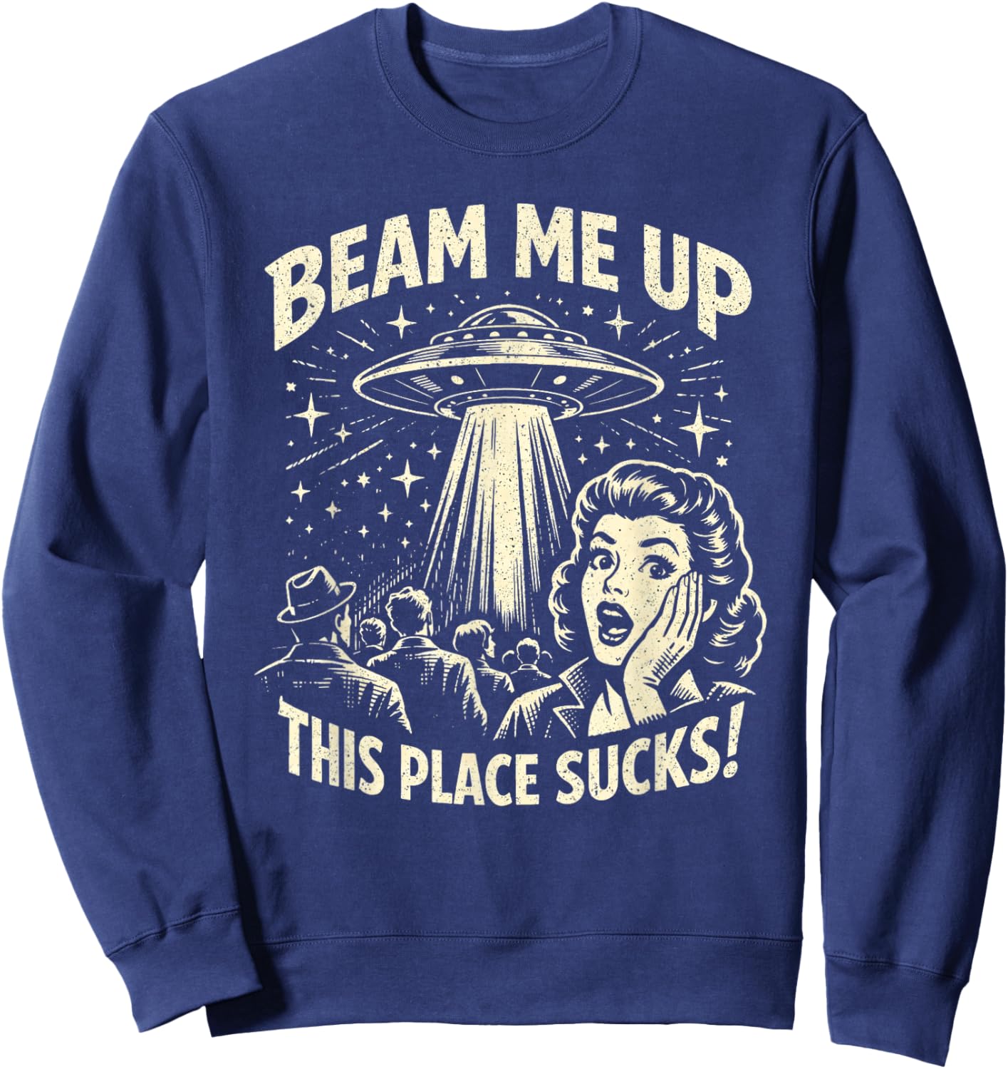 Beam Me Up Dieser Ort ist zum Kotzen lustiger Raum Sweatshirt - Sweatshirt | Navy