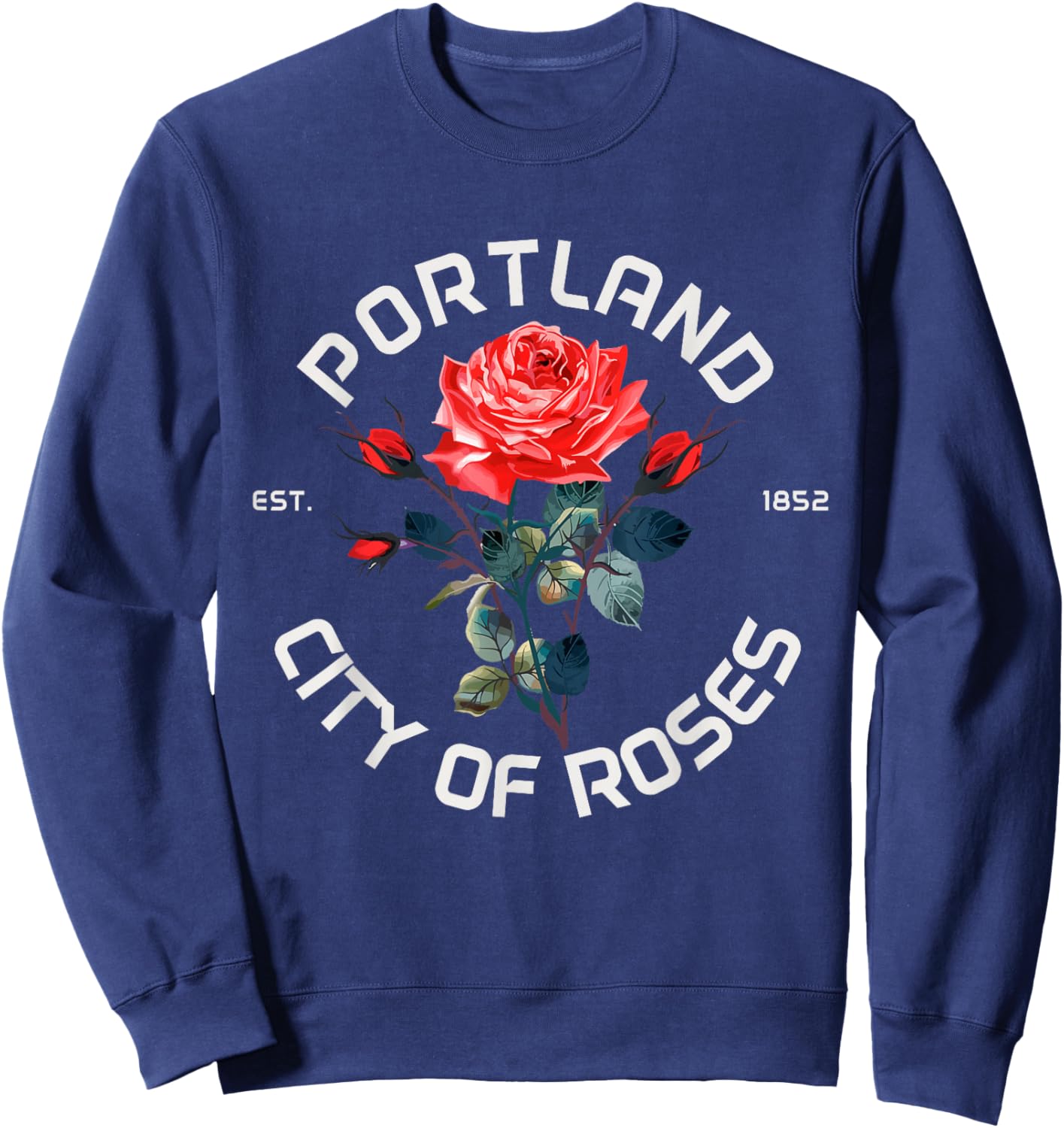 Portland Oregon Roses Pride Vintage Sweatshirt - Sweatshirt | Navy