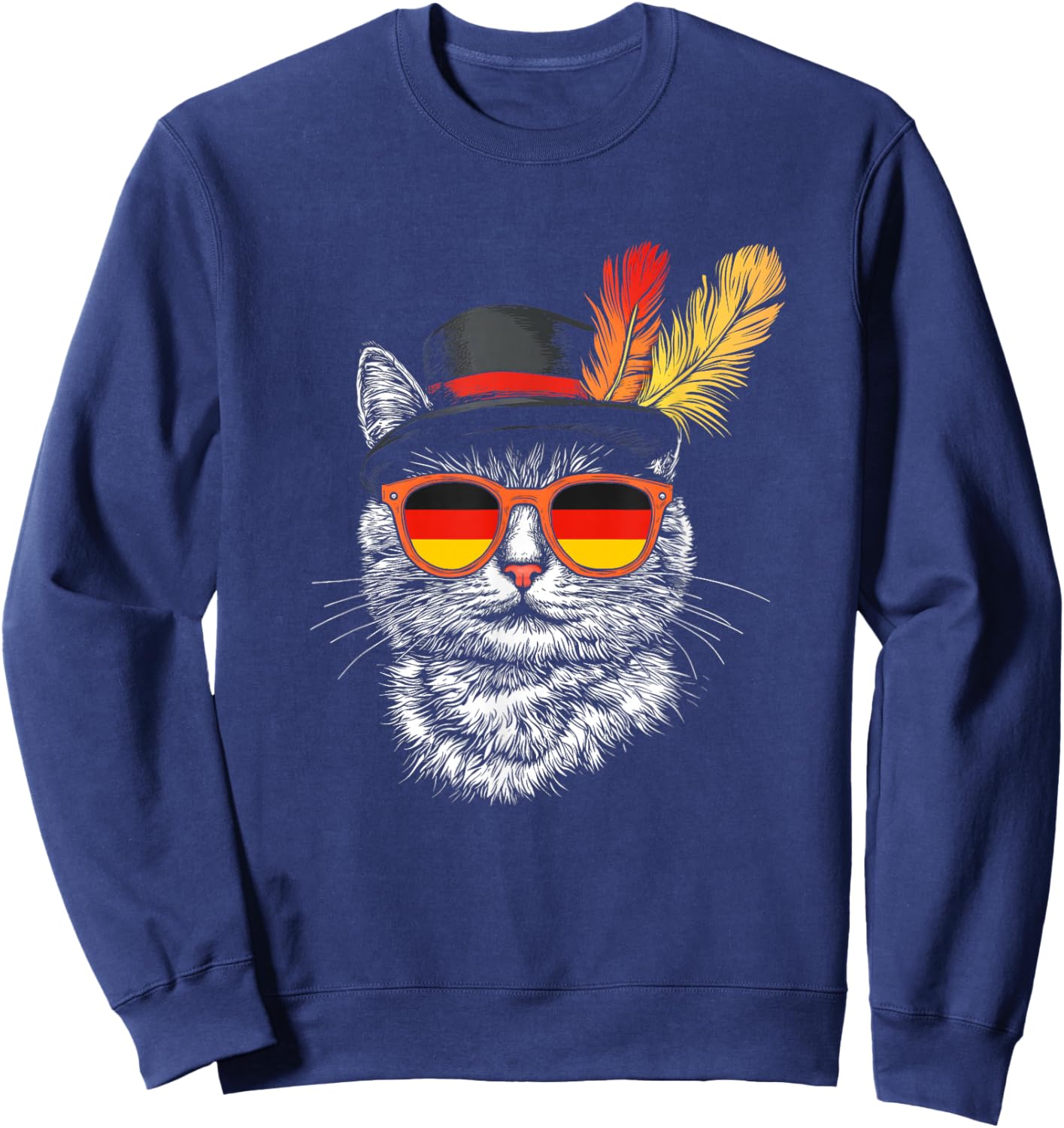 Cute Cat German Flag Oktoberfest Costume Germany Festival Sweatshirt - Sweatshirt | Navy