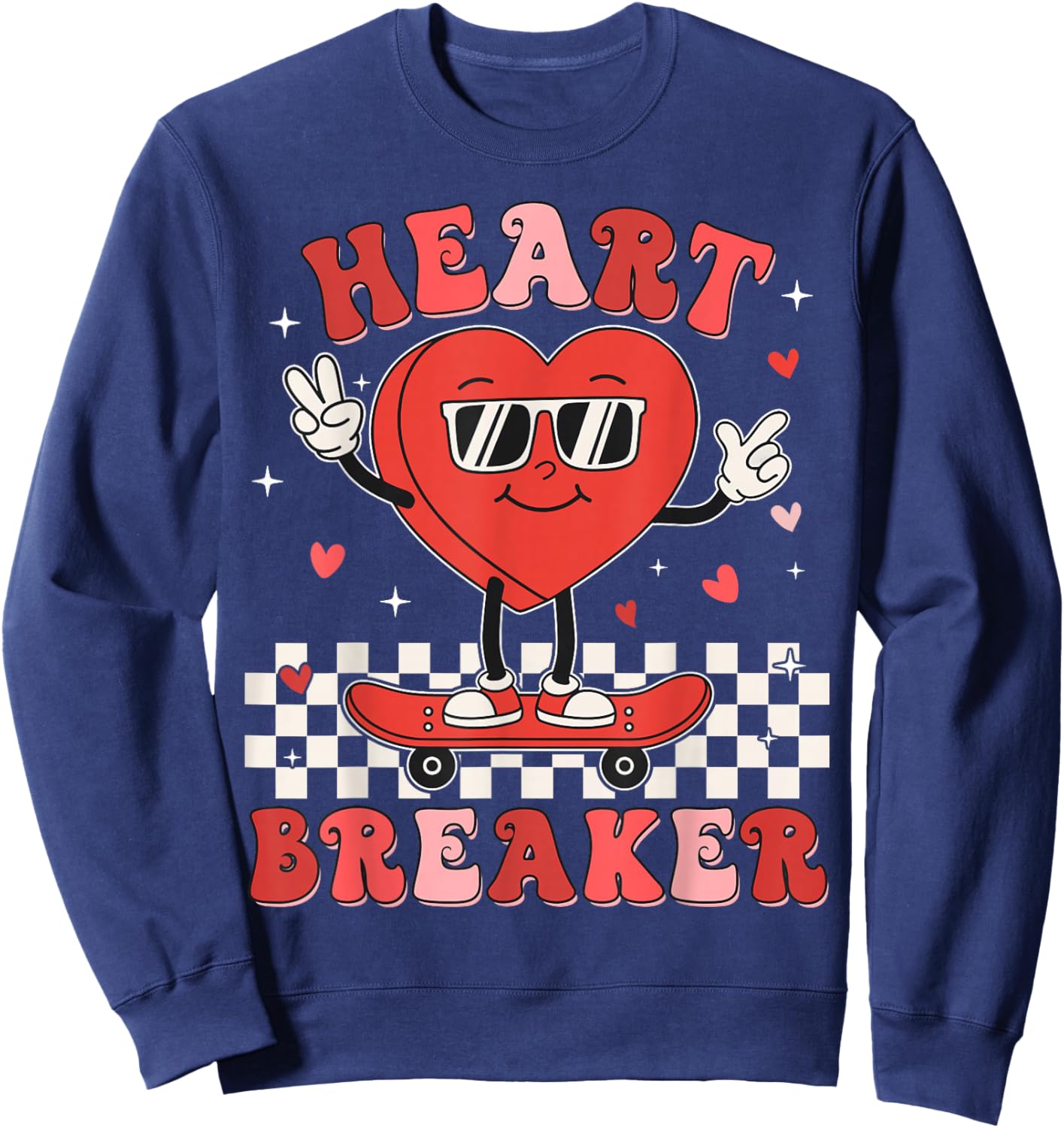Cute Groovy Valentines Day Funny Valentine Kids Boy Toddler Sweatshirt - Sweatshirt | Navy