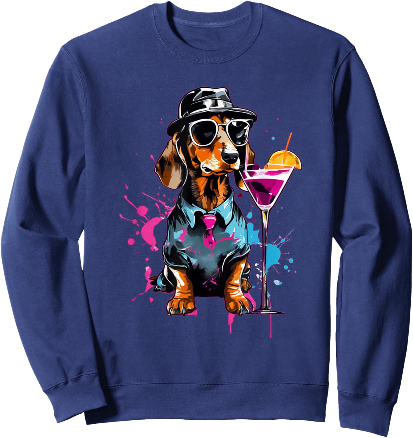 Martini Cocktail Lover Dachshund Cocktail Weenies Dachshund Sweatshirt - Sweatshirt | Navy