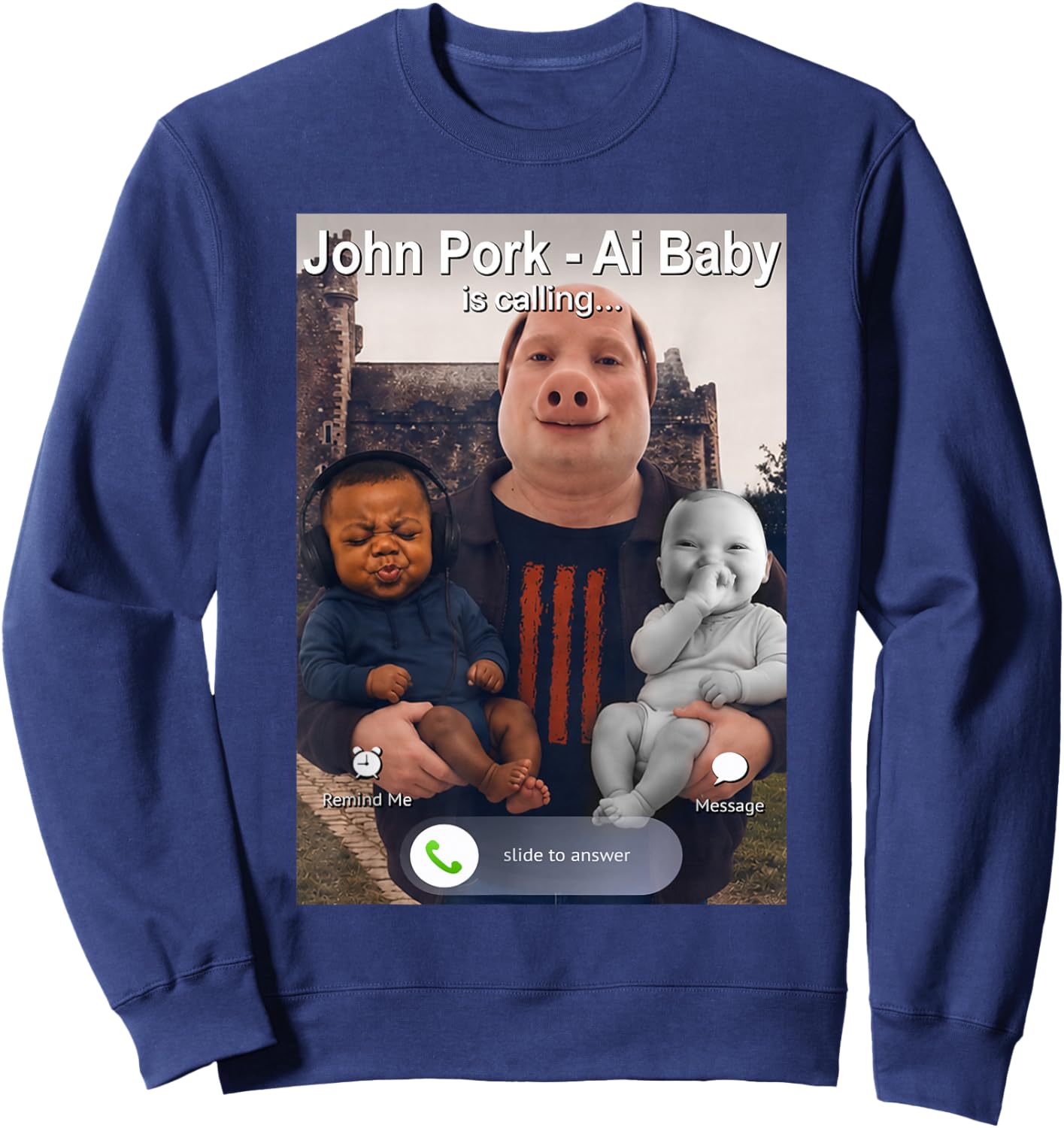 Funny John Pork and Niche Ai Baby Baby Speed is Calling Sweatshirt - Sweatshirt | Navy