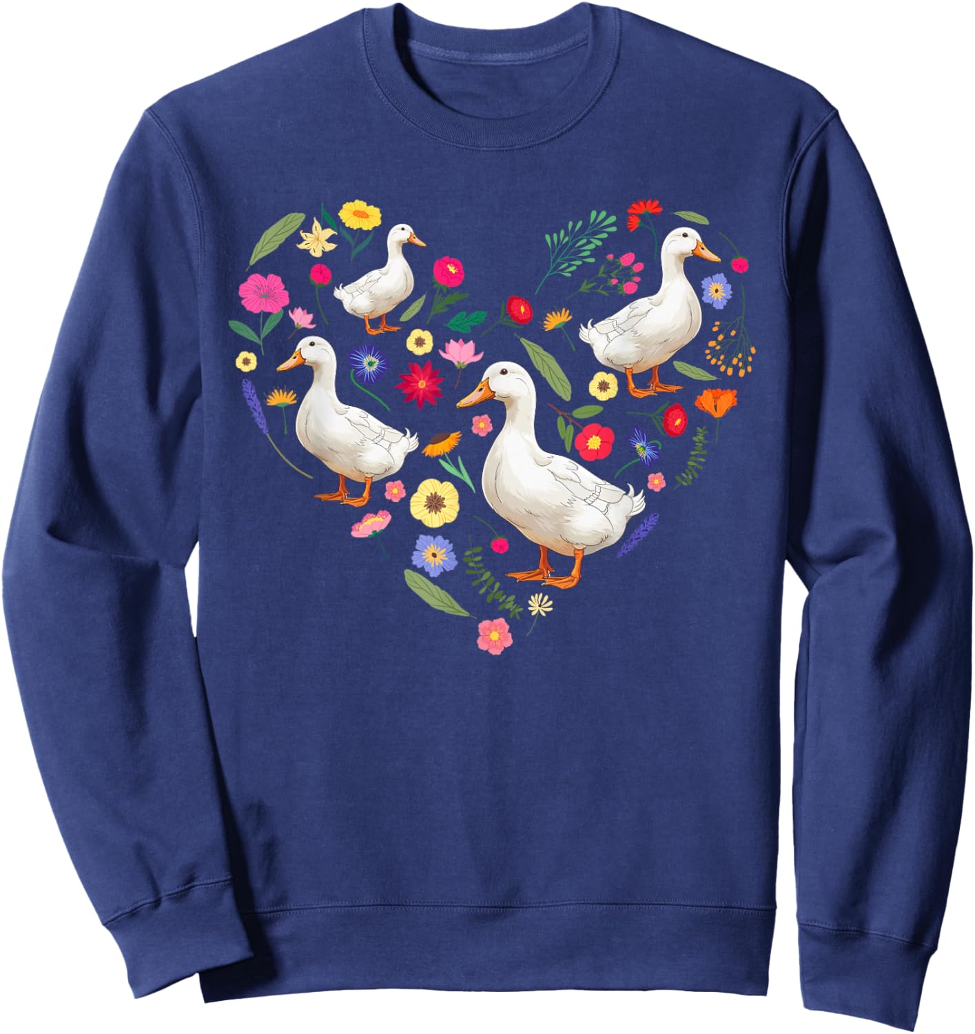 Ducks Flowers Duck Owner Duck Lover Duck Mom Duck Dad Sweatshirt - Sweatshirt | Navy
