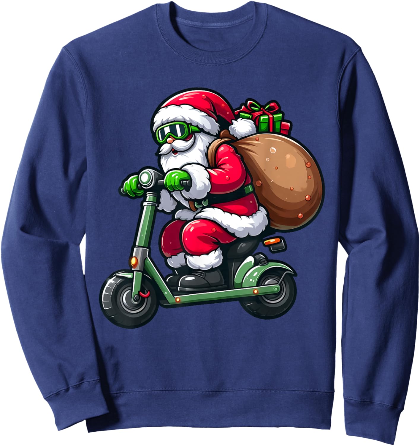 Cute Santa Claus Driving Scooter Christmas Pajama Boys Kids Sweatshirt - Sweatshirt | Navy